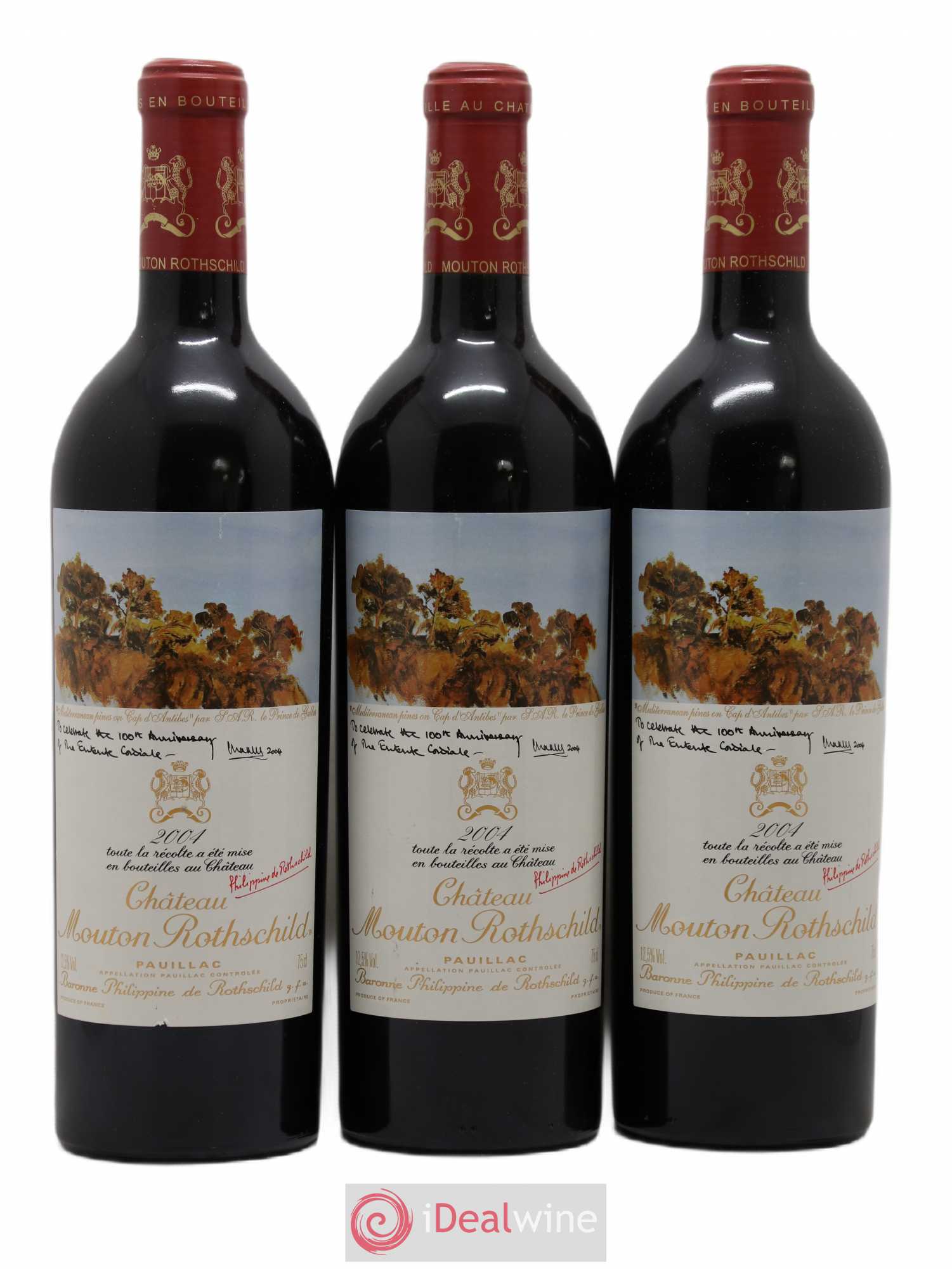 Château Mouton Rothschild 1er Grand Cru Classé 2004 - Lot de 3 bouteilles - 0