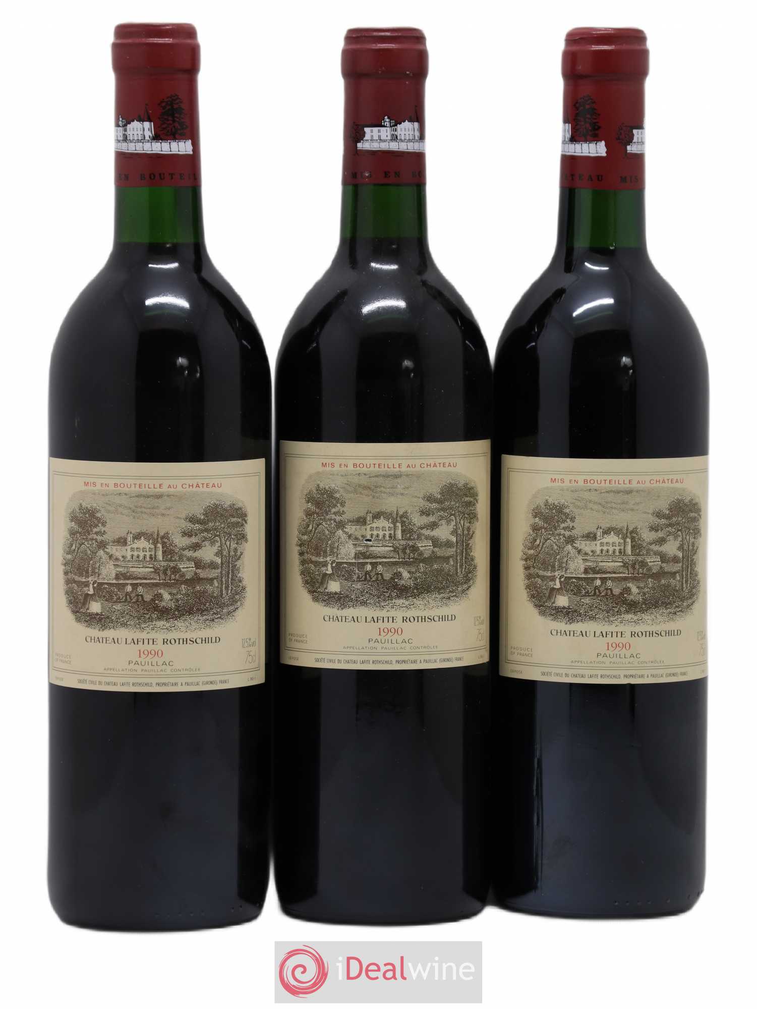 Château Lafite Rothschild 1er Grand Cru Classé 1990 - Lot de 3 bouteilles - 0