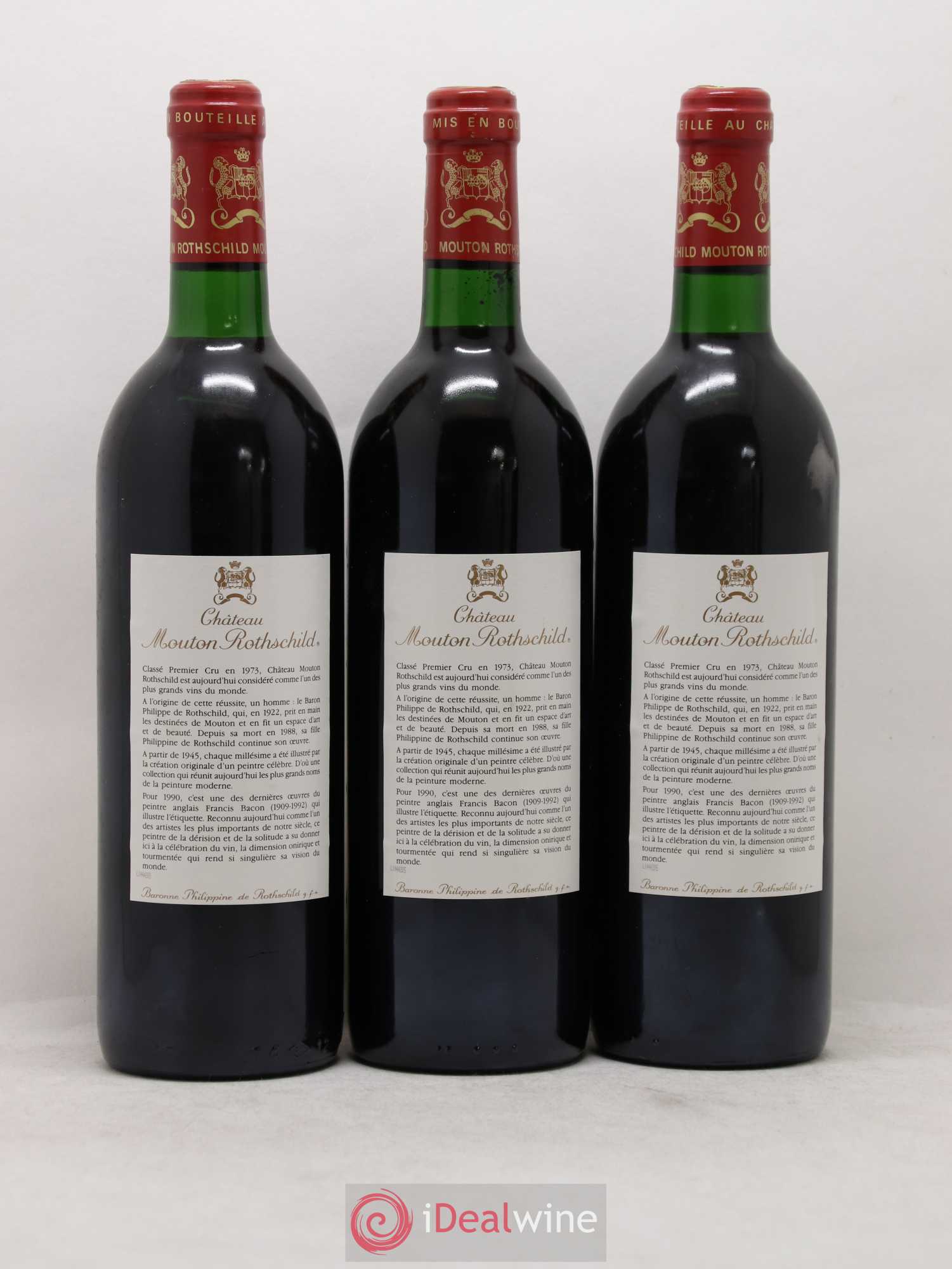 Château Mouton Rothschild 1er Grand Cru Classé 1990 - Lot de 3 bouteilles - 1