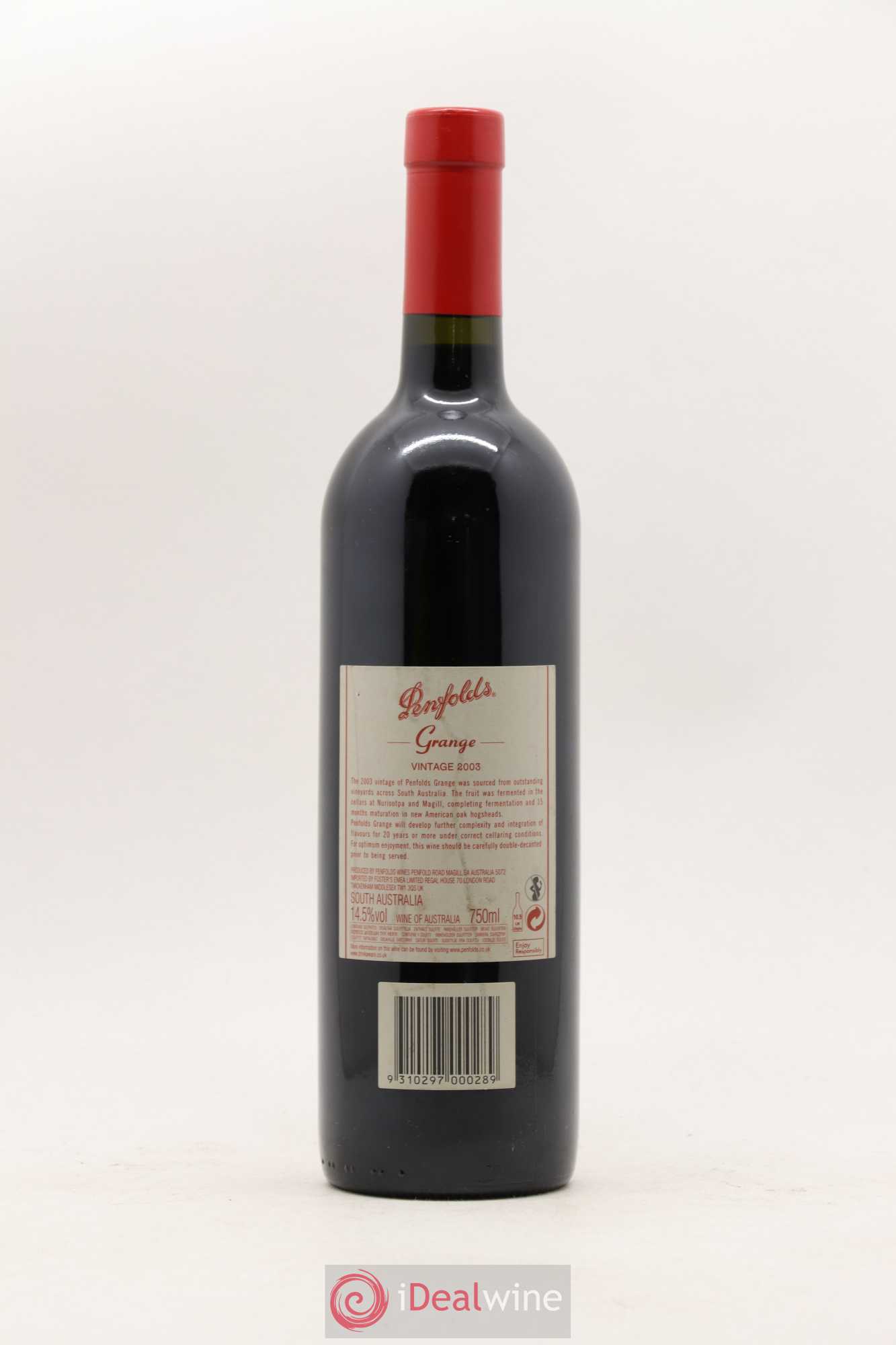 South Australia Penfolds Wines Grange Bin 95 2003 - Lot de 1 bouteille - 1