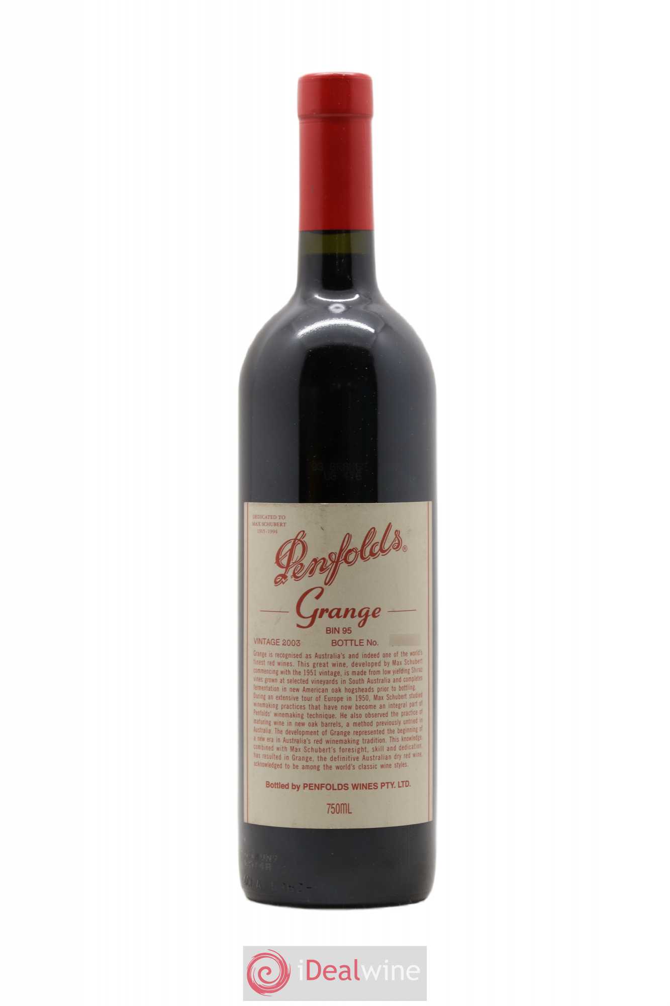 South Australia Penfolds Wines Grange Bin 95 2003 - Lot de 1 bouteille - 0