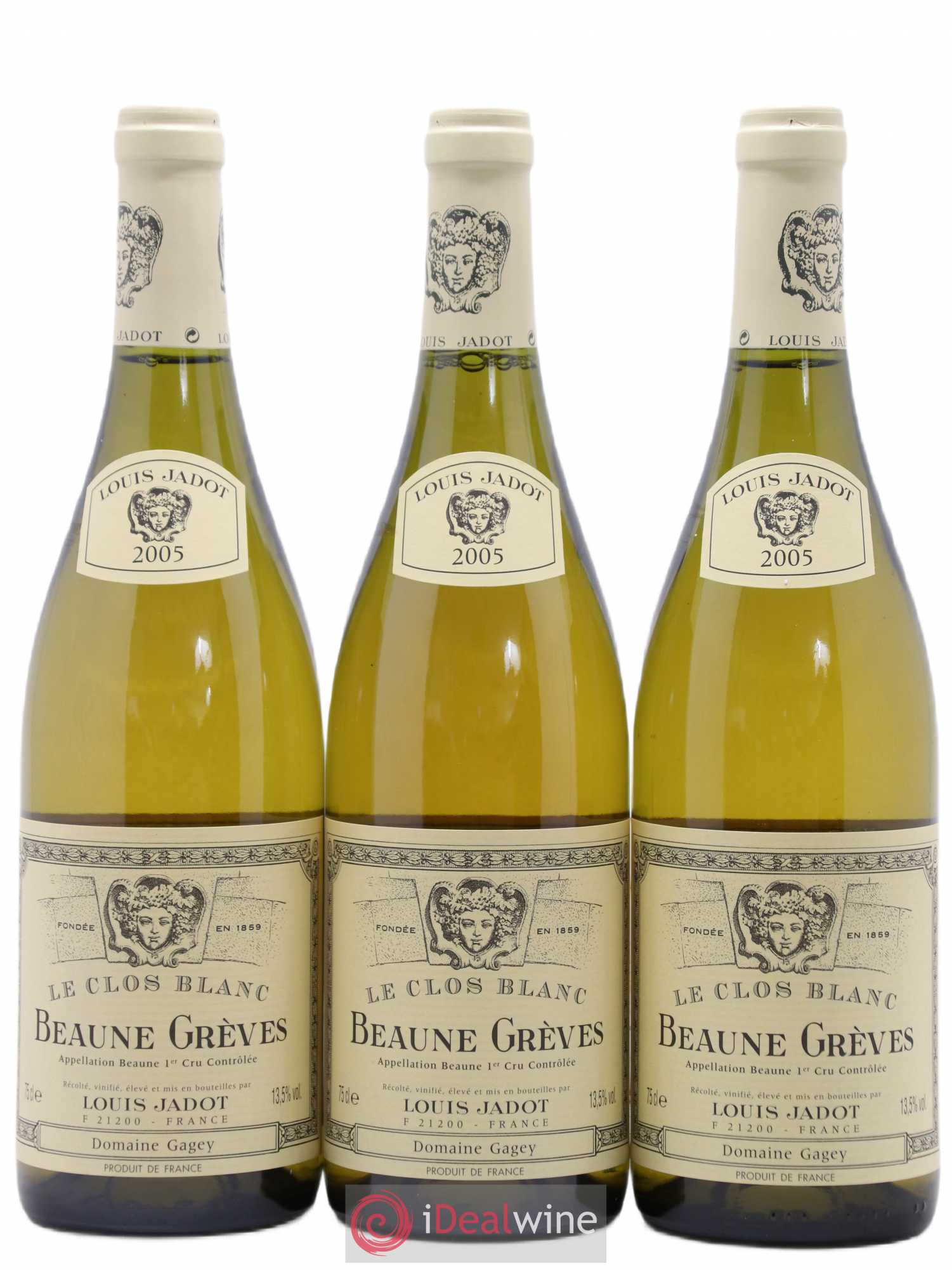 Beaune 1er Cru Grèves Le Clos Blanc Domaine Gagey - Louis Jadot 2005 - Lot de 3 bouteilles - 0