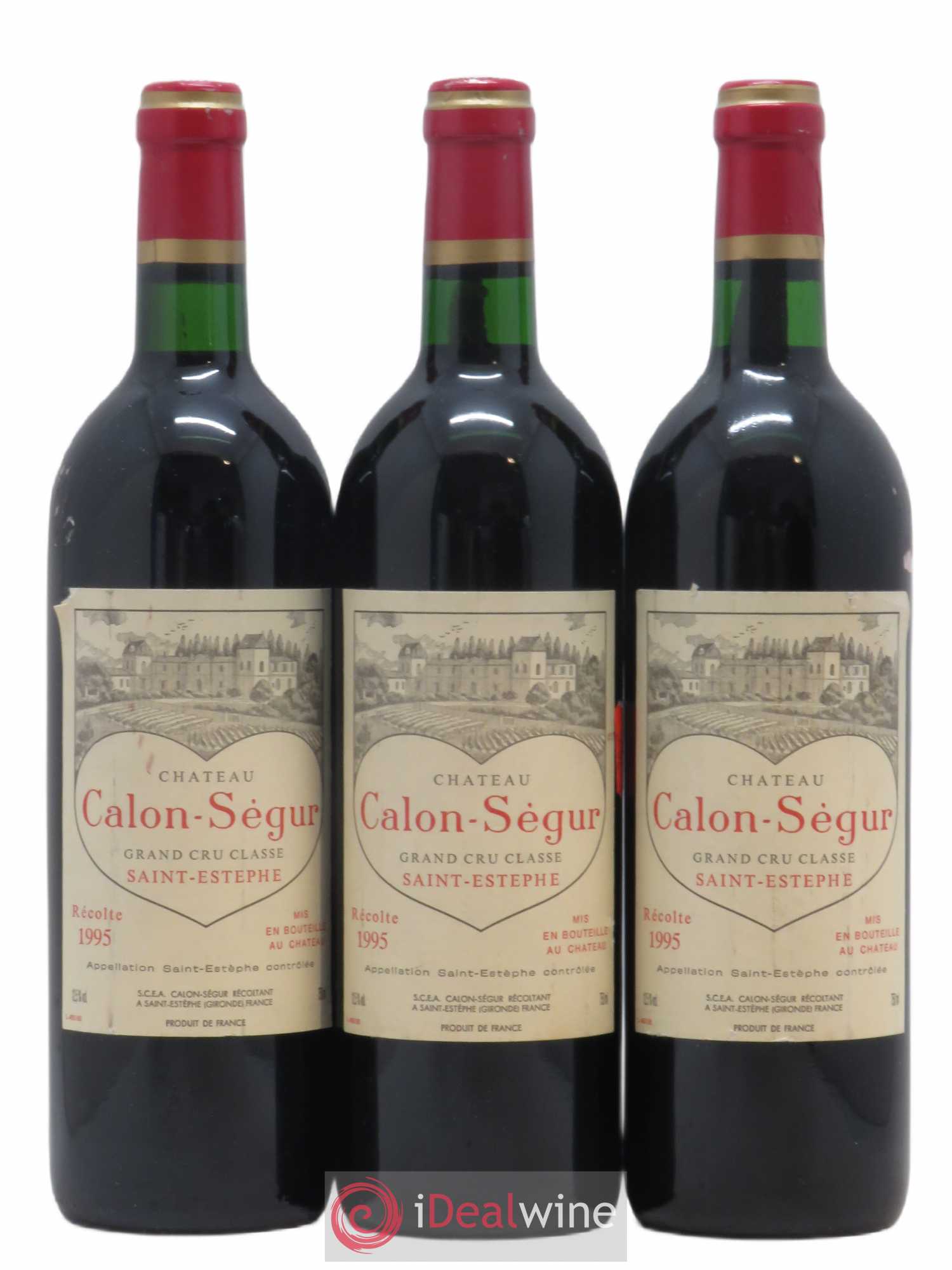 Château Calon Ségur 3ème Grand Cru Classé 1995 - Lot de 3 bouteilles - 0