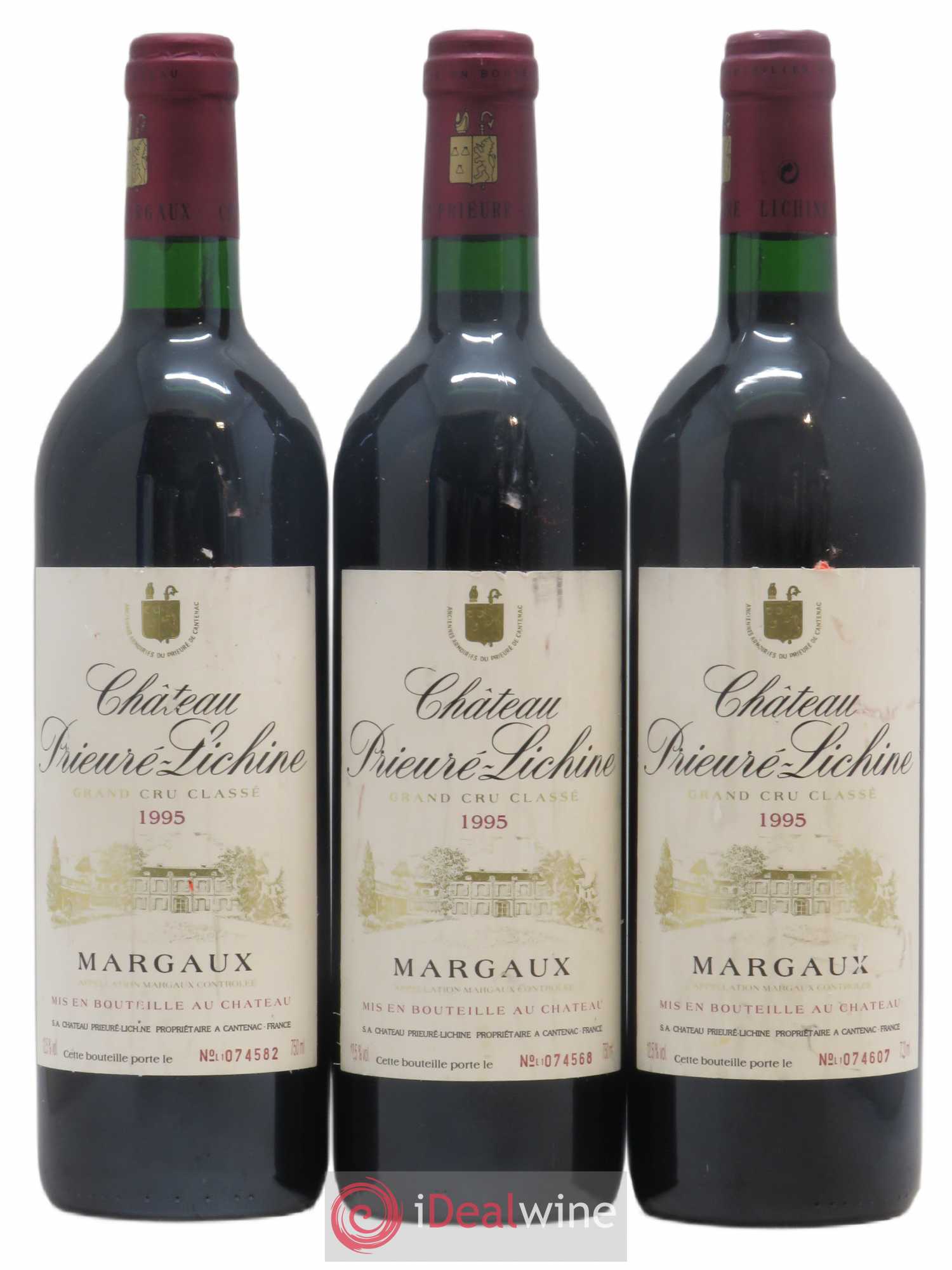 Château Prieuré Lichine 4ème Grand Cru Classé 1995 - Lot de 3 bouteilles - 0