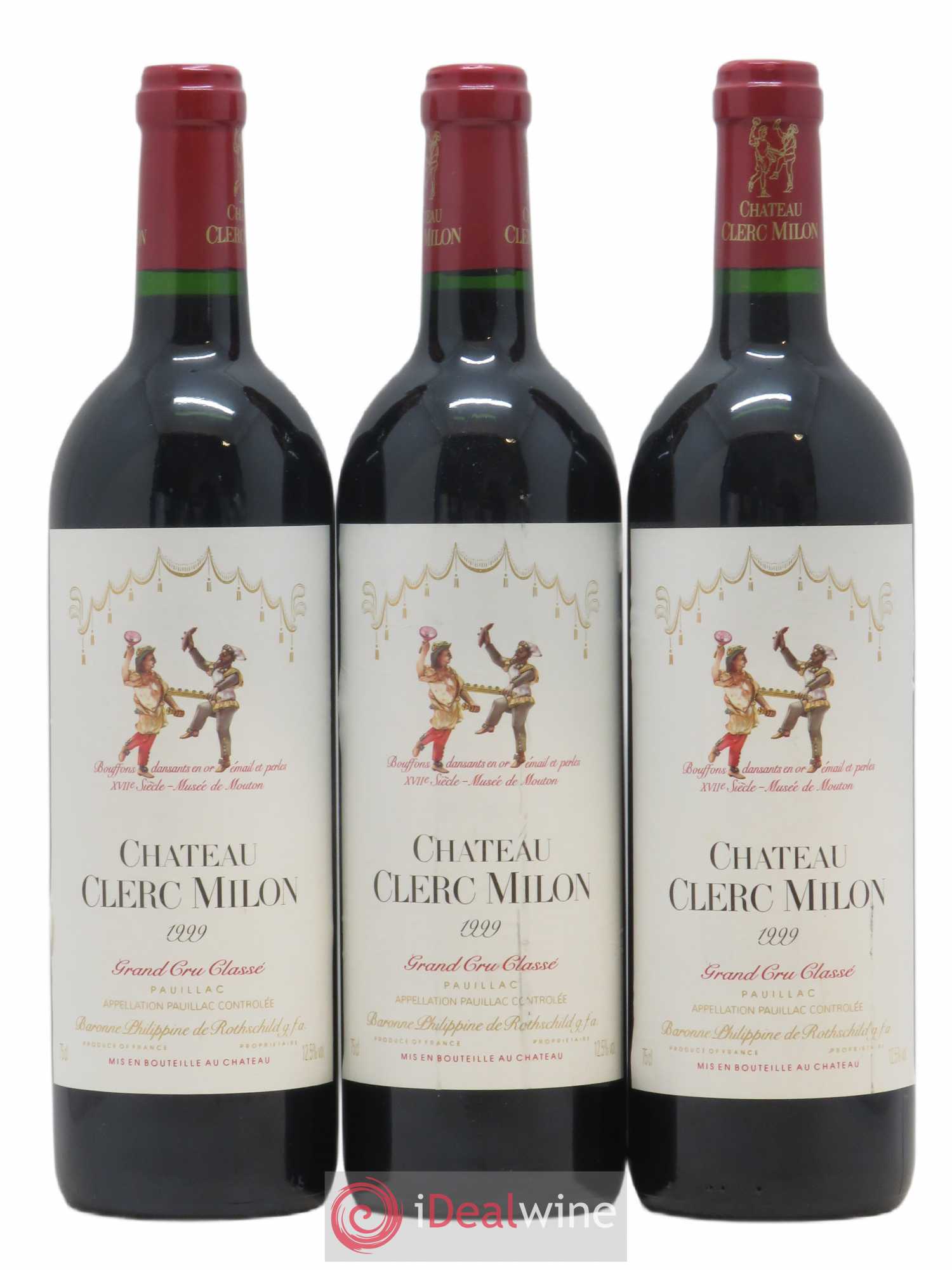 Château Clerc Milon 5ème Grand Cru Classé 1999 - Lot de 3 bouteilles - 0