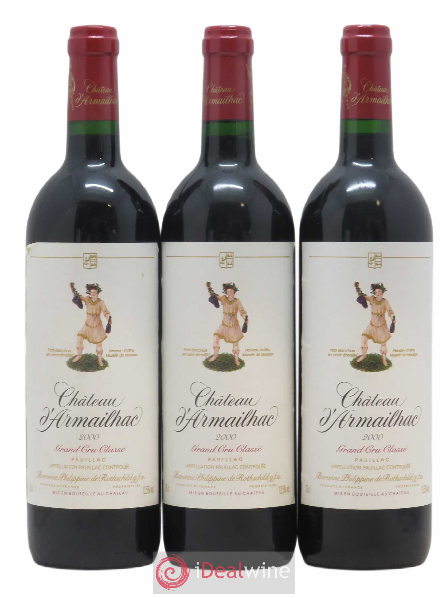 Château d' Armailhac - Mouton Baron(ne) Philippe 5ème Grand Cru Classé 2000 - Lot de 3 bouteilles - 0