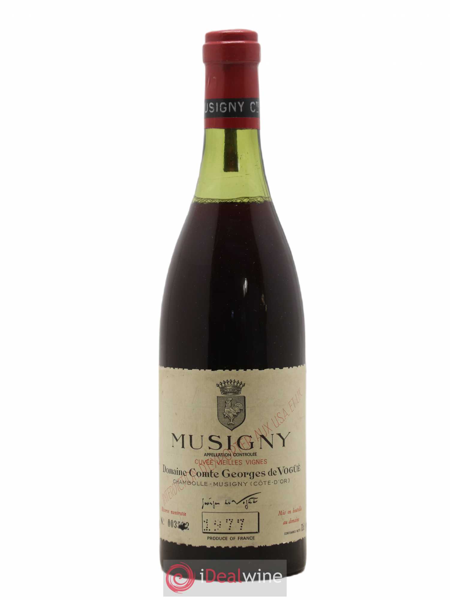 Musigny Grand Cru Cuvée Vieilles Vignes Comte Georges de Vogüé 1977 - Lot de 1 bouteille - 0