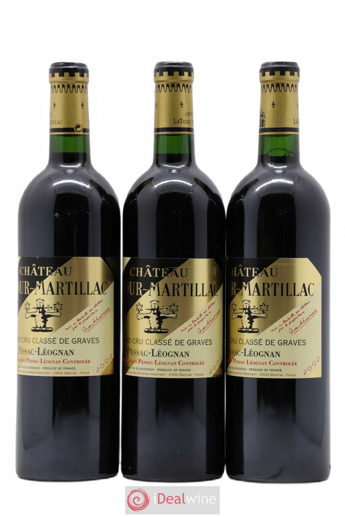 Château Latour-Martillac Cru Classé de Graves 2002 - Lot de 3 bouteilles - 0
