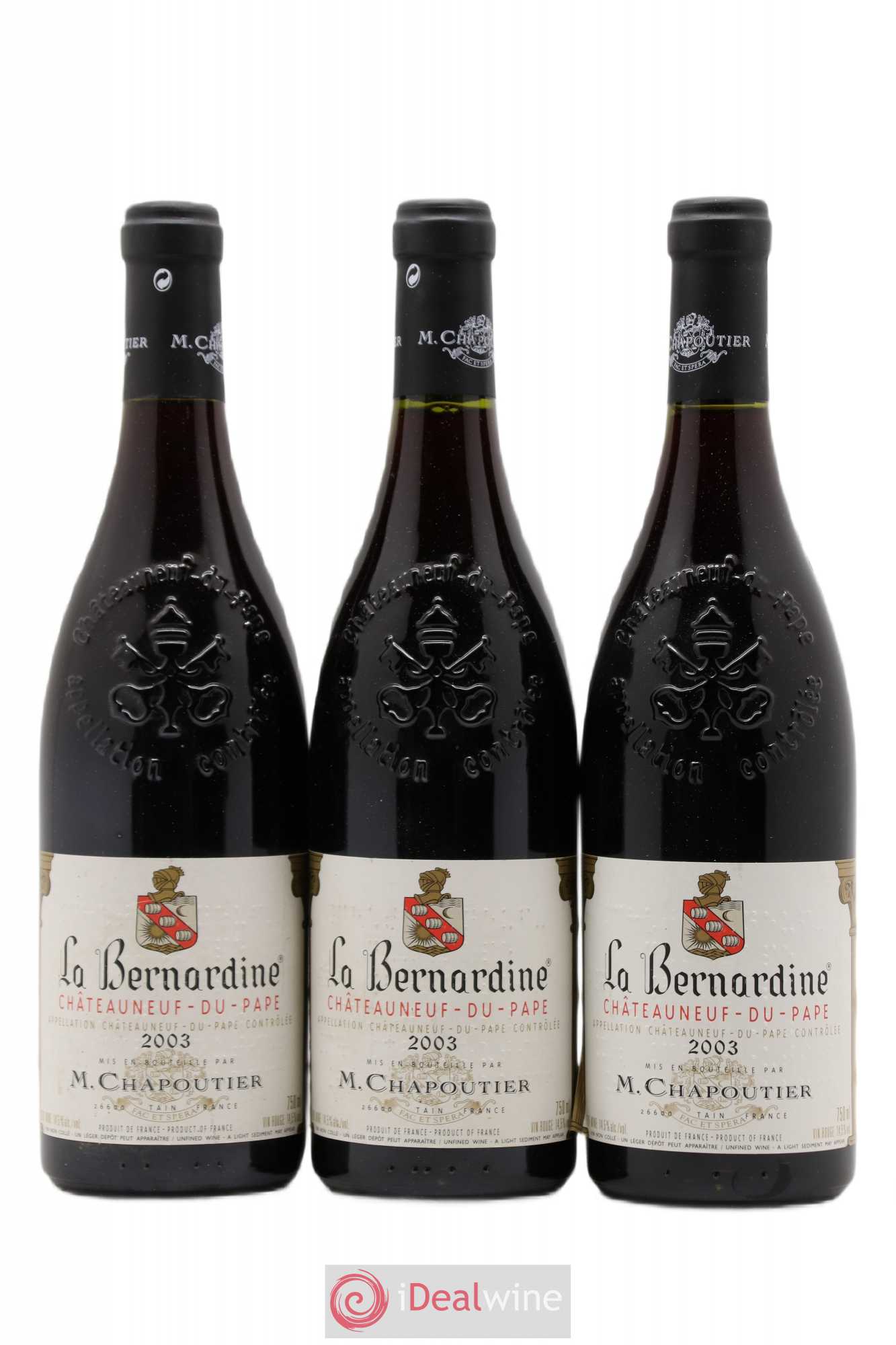 Châteauneuf-du-Pape La Bernardine Chapoutier 2003 - Lot de 3 bouteilles - 0