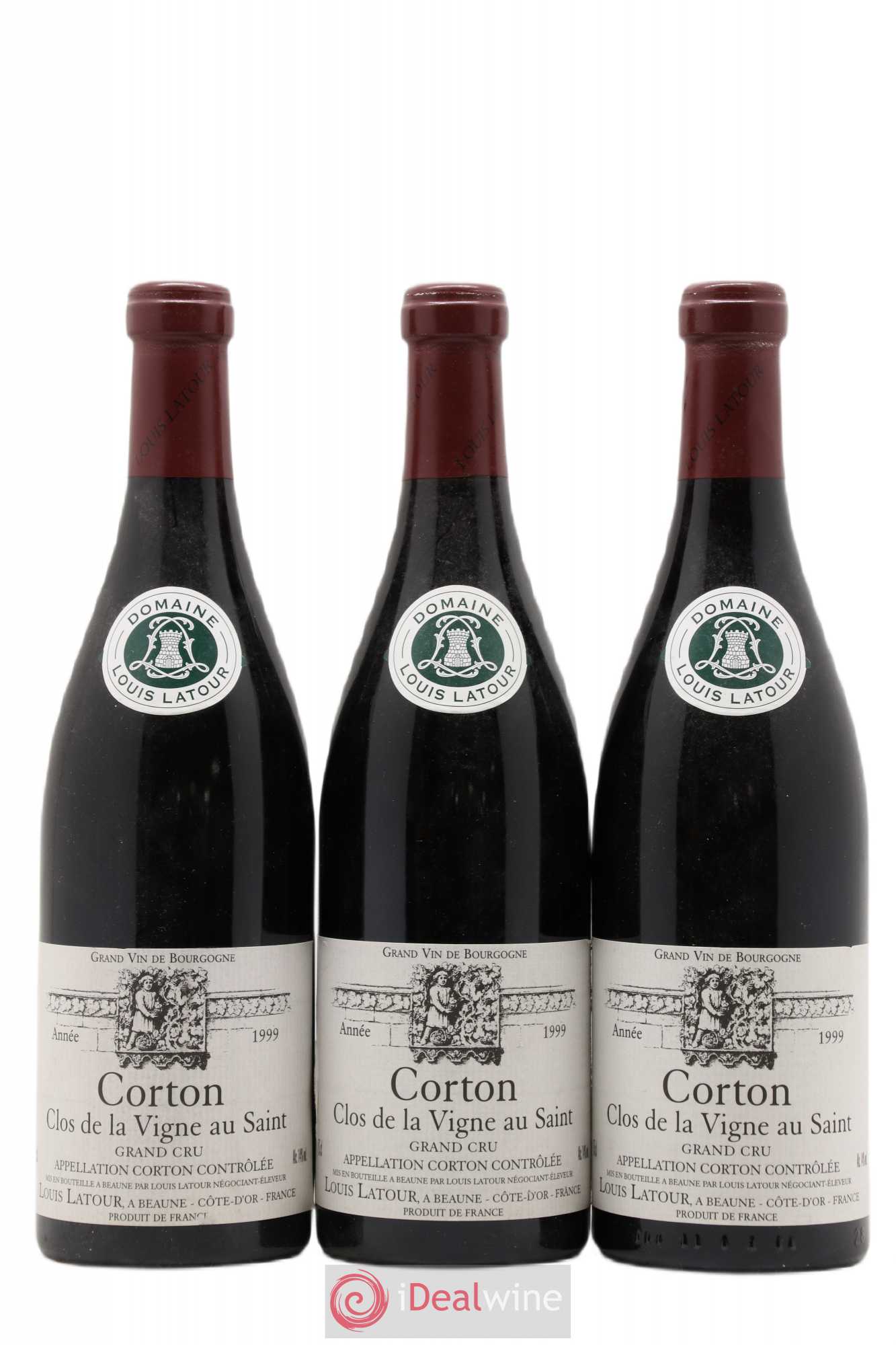 Corton Grand Cru Clos de la vigne au Saint Louis Latour 1999 - Lot de 3 bouteilles - 0