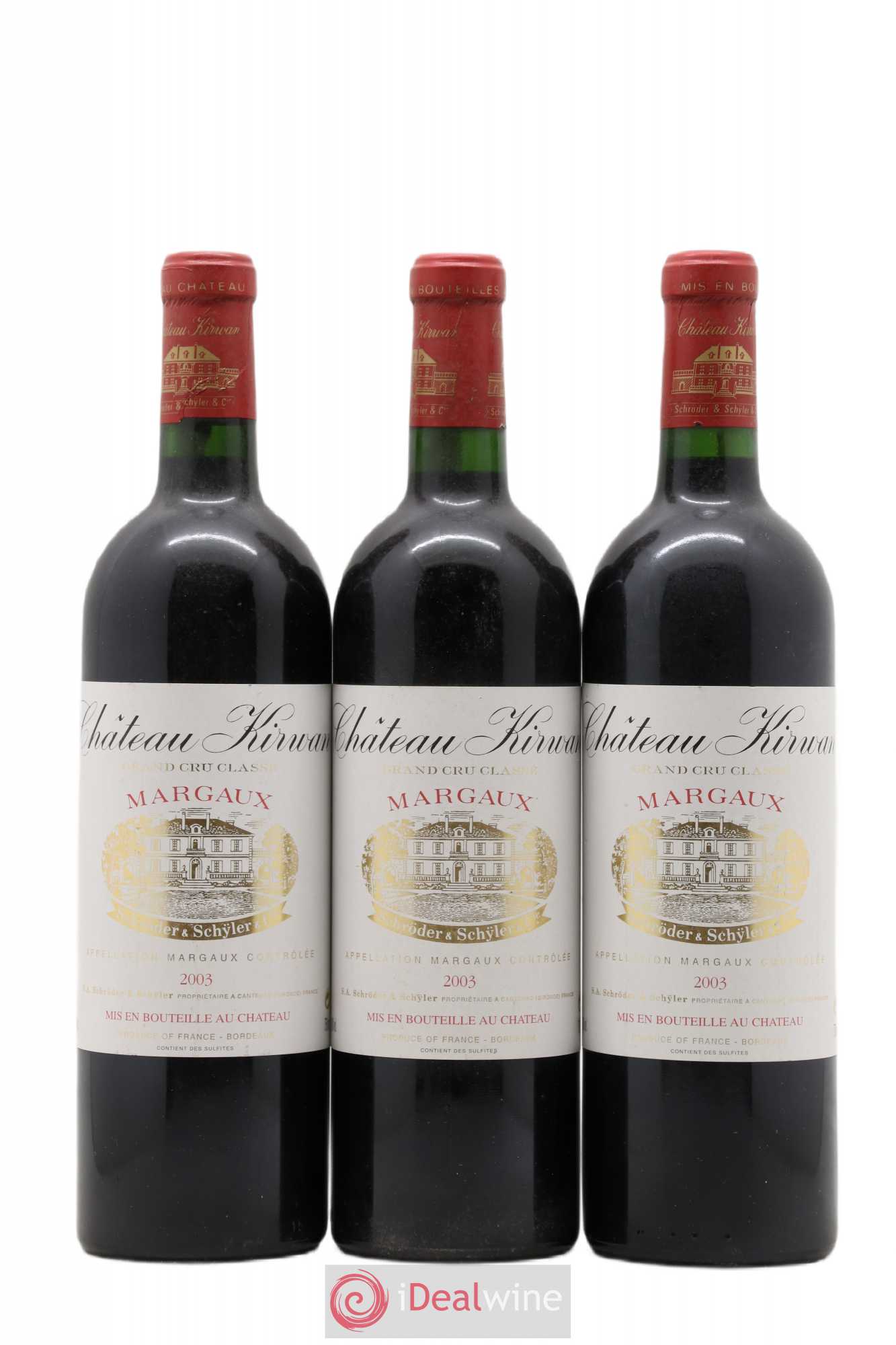 Château Kirwan 3ème Grand Cru Classé 2003 - Lot de 3 bouteilles - 0