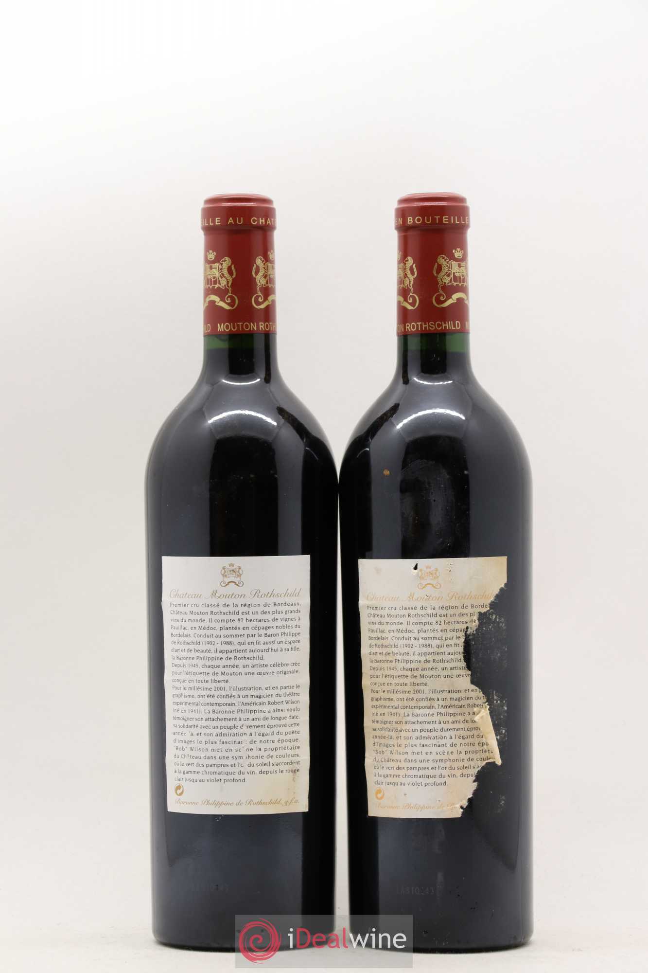 Château Mouton Rothschild 1er Grand Cru Classé 2001 - Lot de 2 bouteilles - 1