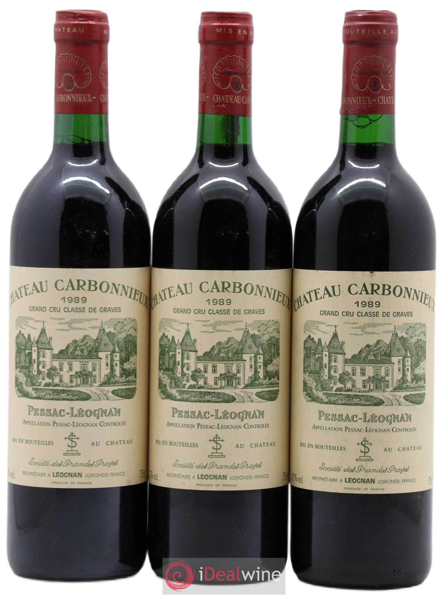 Château Carbonnieux Cru Classé de Graves 1989 - Lot de 3 bouteilles - 0