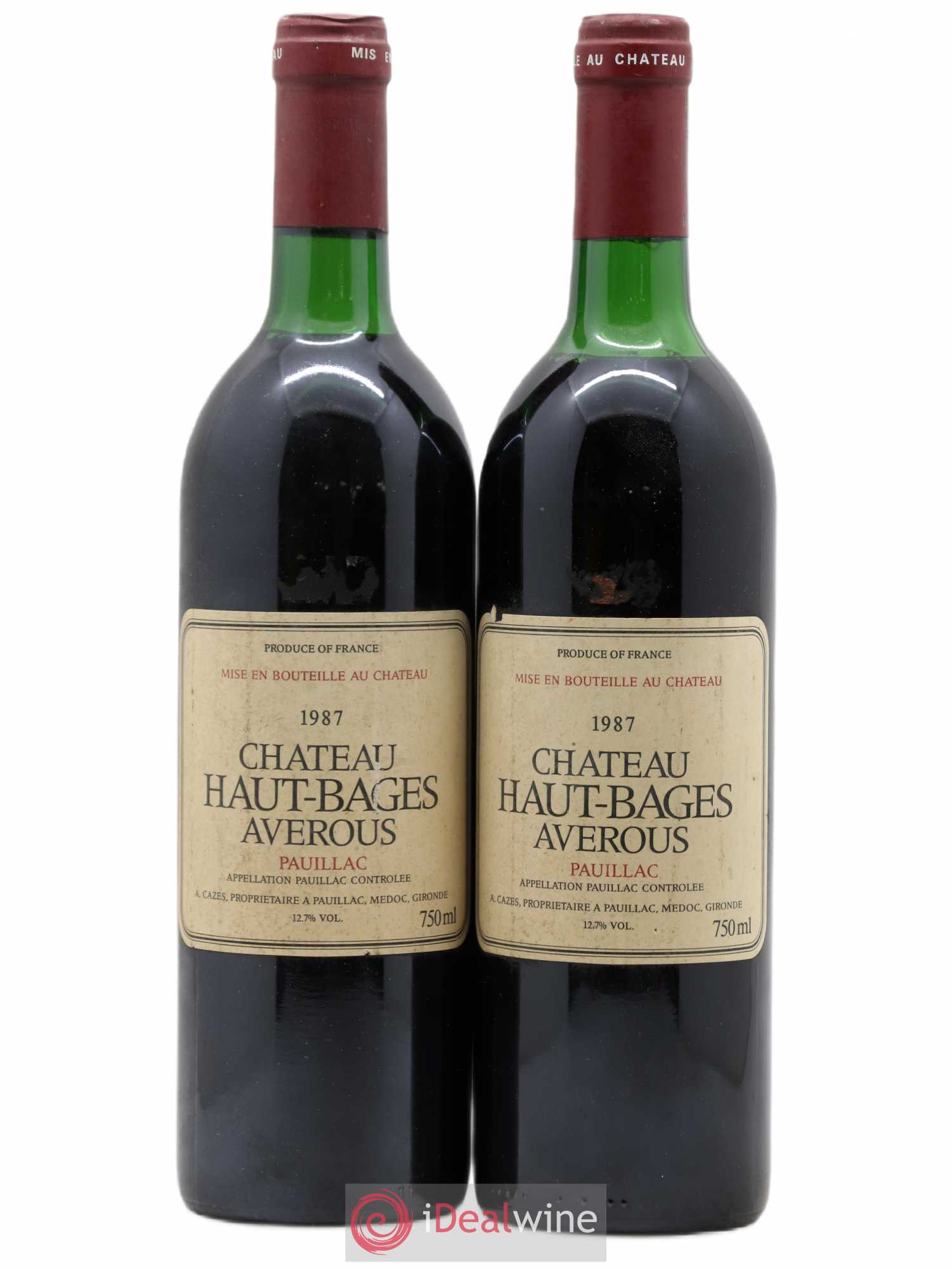 Château Haut Bages Averous Cru Bourgeois 1987 - Lot de 2 bouteilles - 0