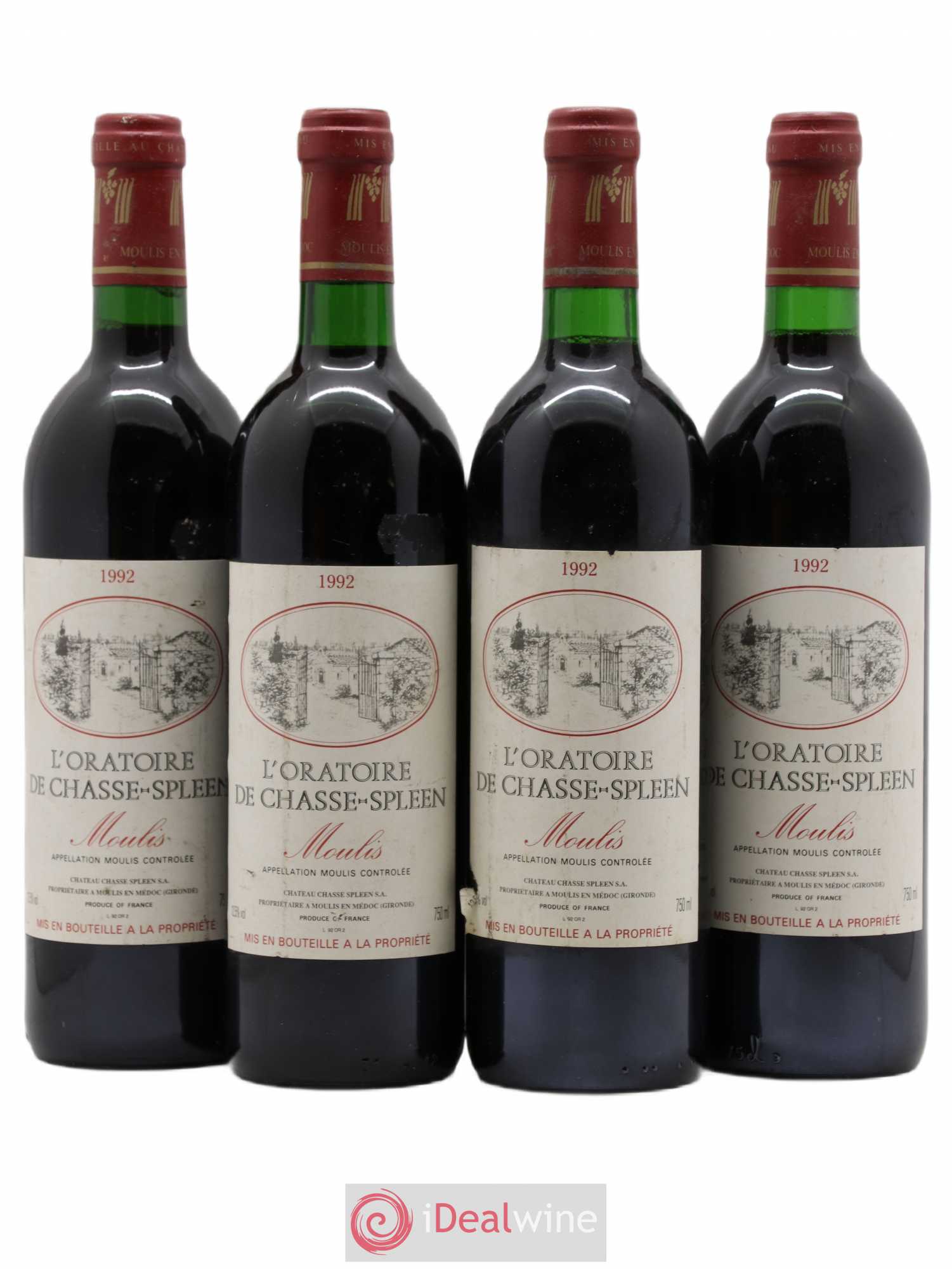 Oratoire de Chasse Spleen Second Vin 1992 - Lot de 4 bouteilles - 0