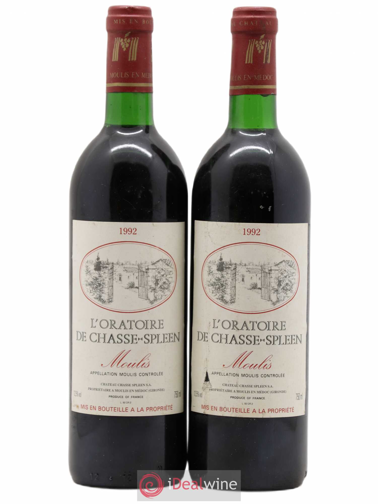 Oratoire de Chasse Spleen Second Vin 1992 - Lot de 2 bouteilles - 0