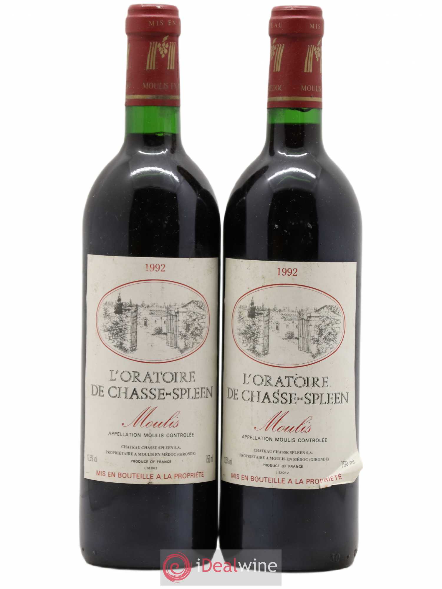 Oratoire de Chasse Spleen Second Vin 1992 - Lot de 2 bouteilles - 0