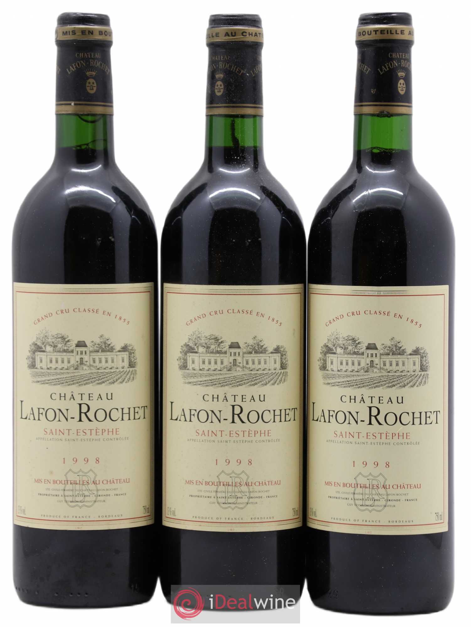 Château Lafon Rochet 4ème Grand Cru Classé 1998 - Lot de 3 bouteilles - 0