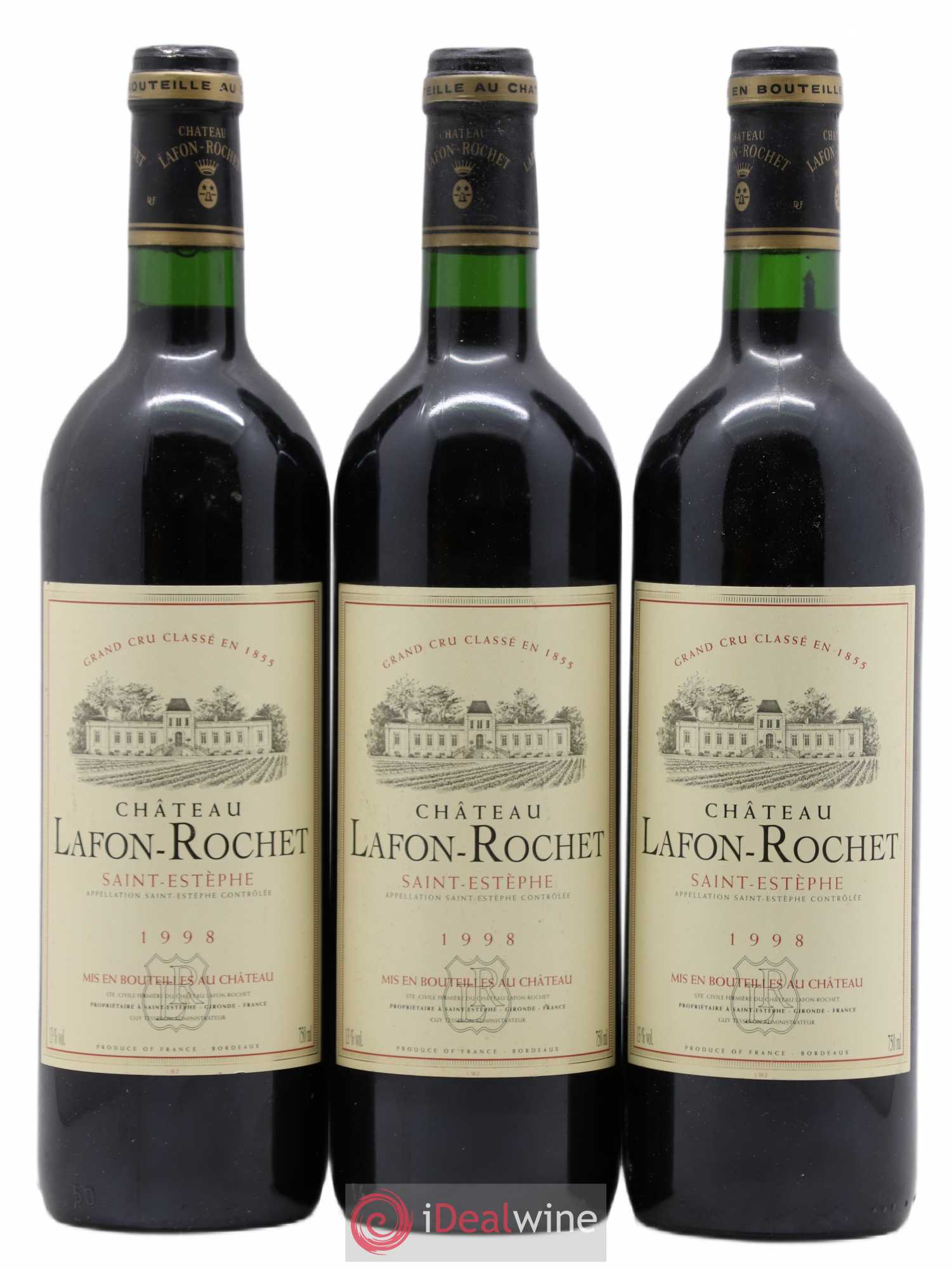 Château Lafon Rochet 4ème Grand Cru Classé 1998 - Lot de 3 bouteilles - 0