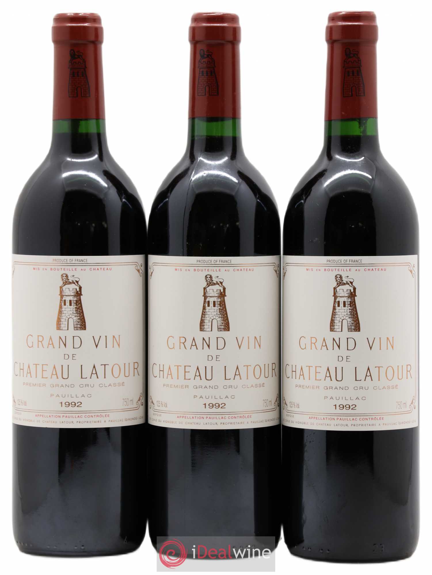 Château Latour 1er Grand Cru Classé 1992 - Lot de 3 bouteilles - 0