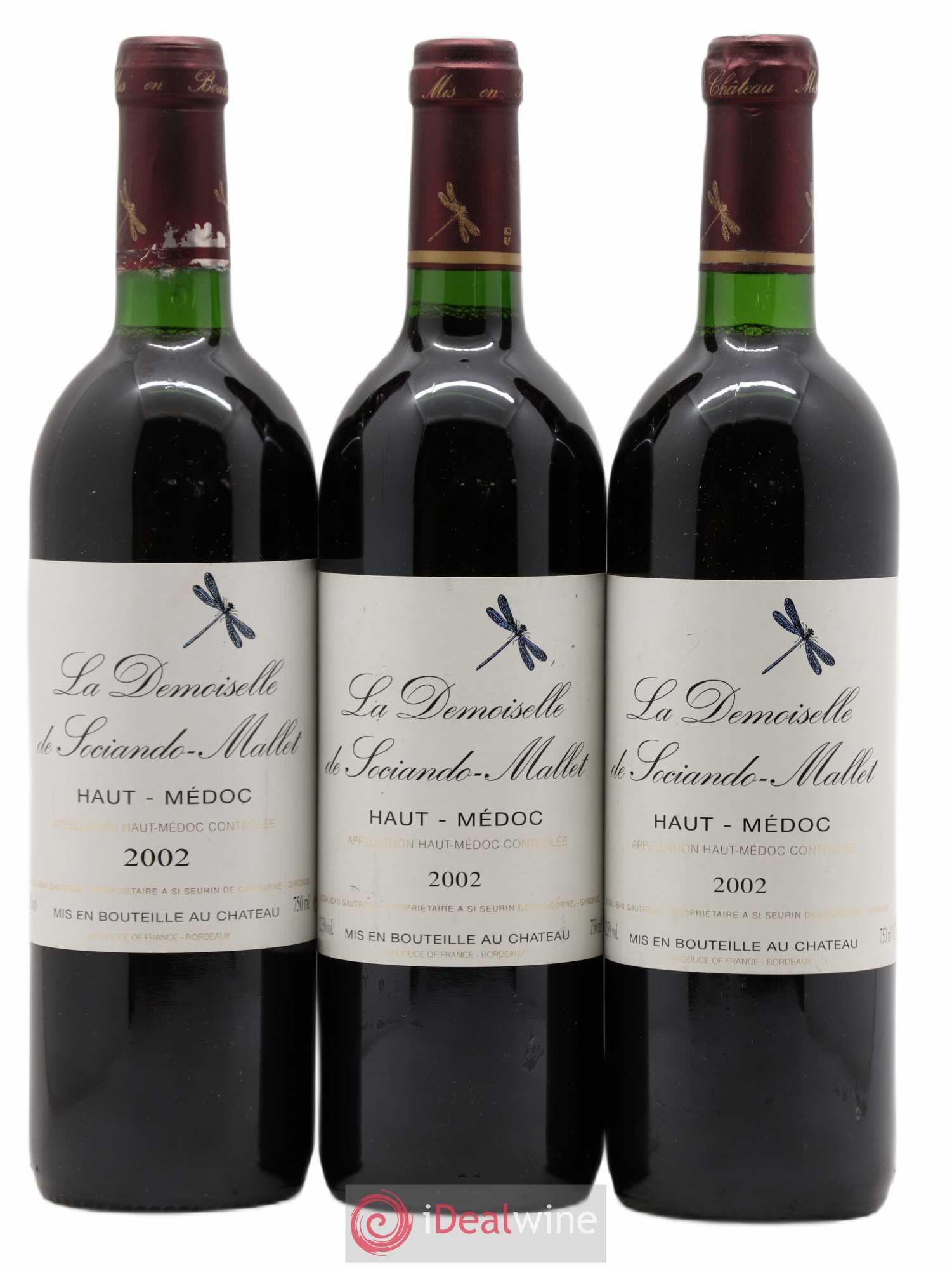 Demoiselle de Sociando Mallet Second Vin 2002 - Lot de 3 bouteilles - 0