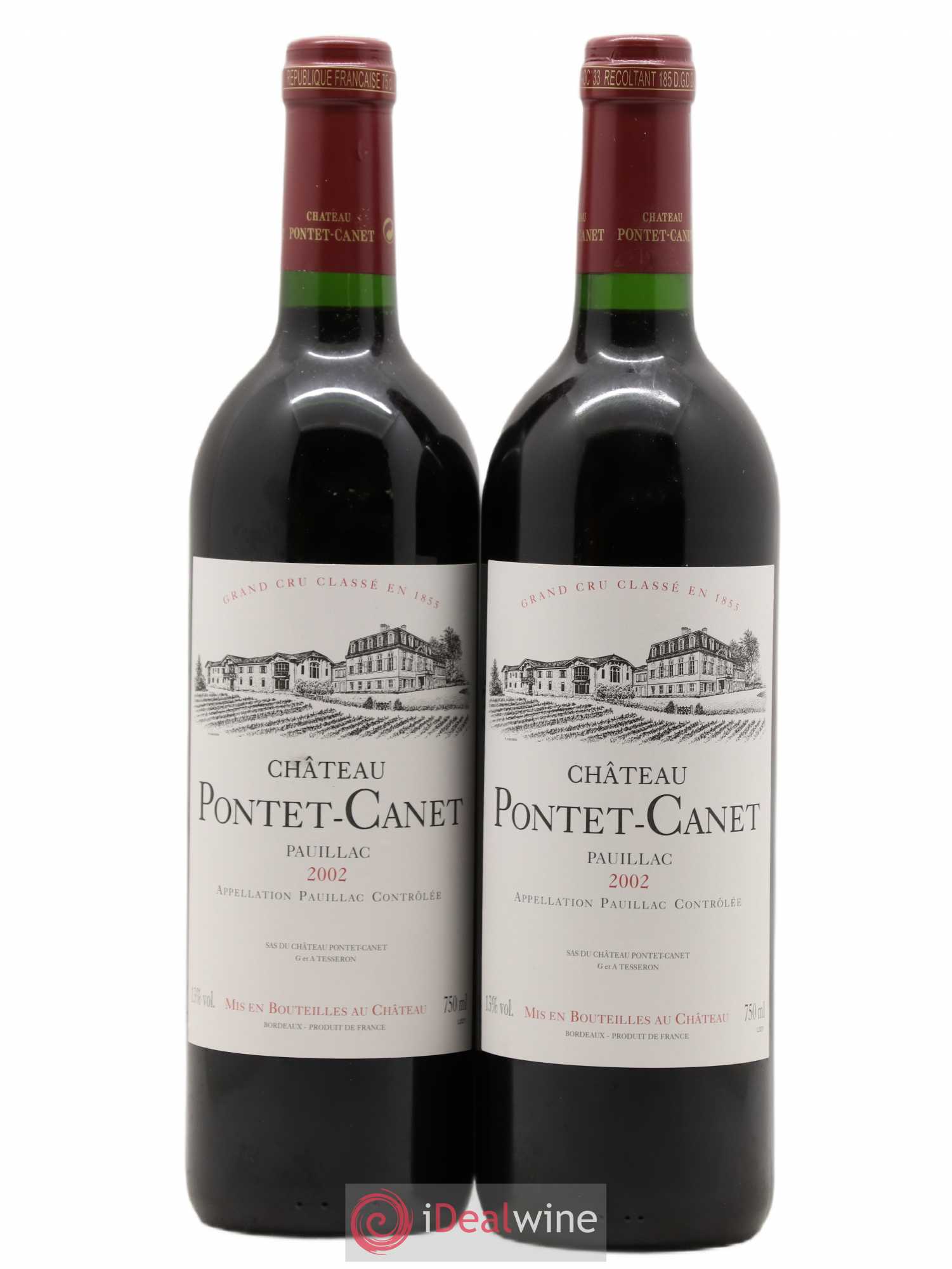 Château Pontet Canet 5ème Grand Cru Classé 2002 - Lot de 2 bouteilles - 0