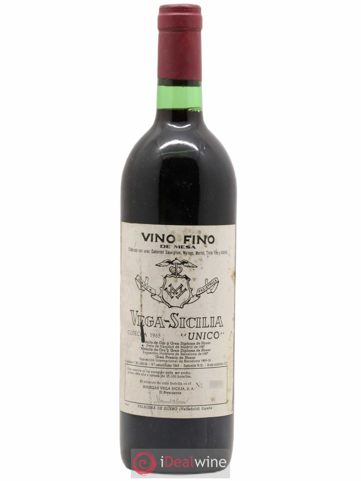 Ribera Del Duero DO Vega Sicilia Unico Famille Alvarez 1965 - Lot de 1 bouteille - 0