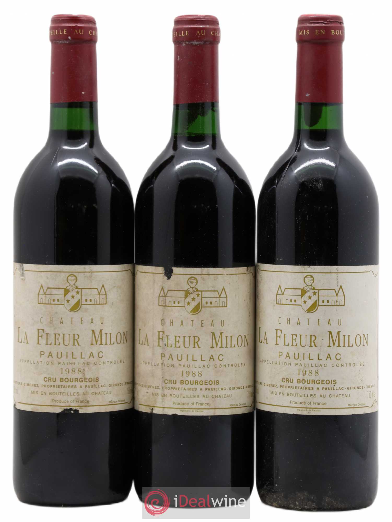 Château la Fleur Milon Cru Bourgeois 1988 - Lot de 3 bouteilles - 0