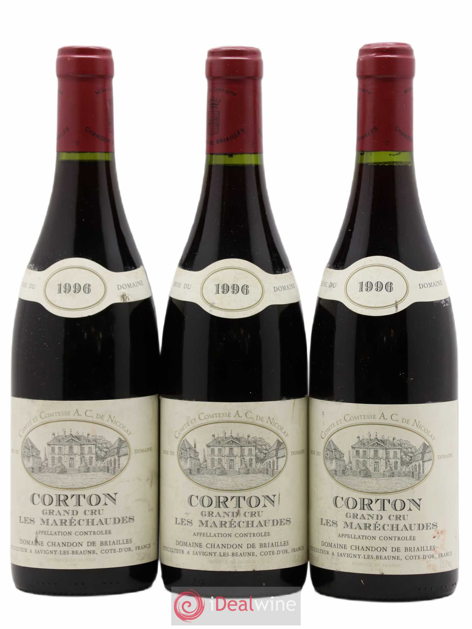 Corton Grand Cru Les Maréchaudes Chandon de Briailles 1996 - Lot de 3 bouteilles - 0