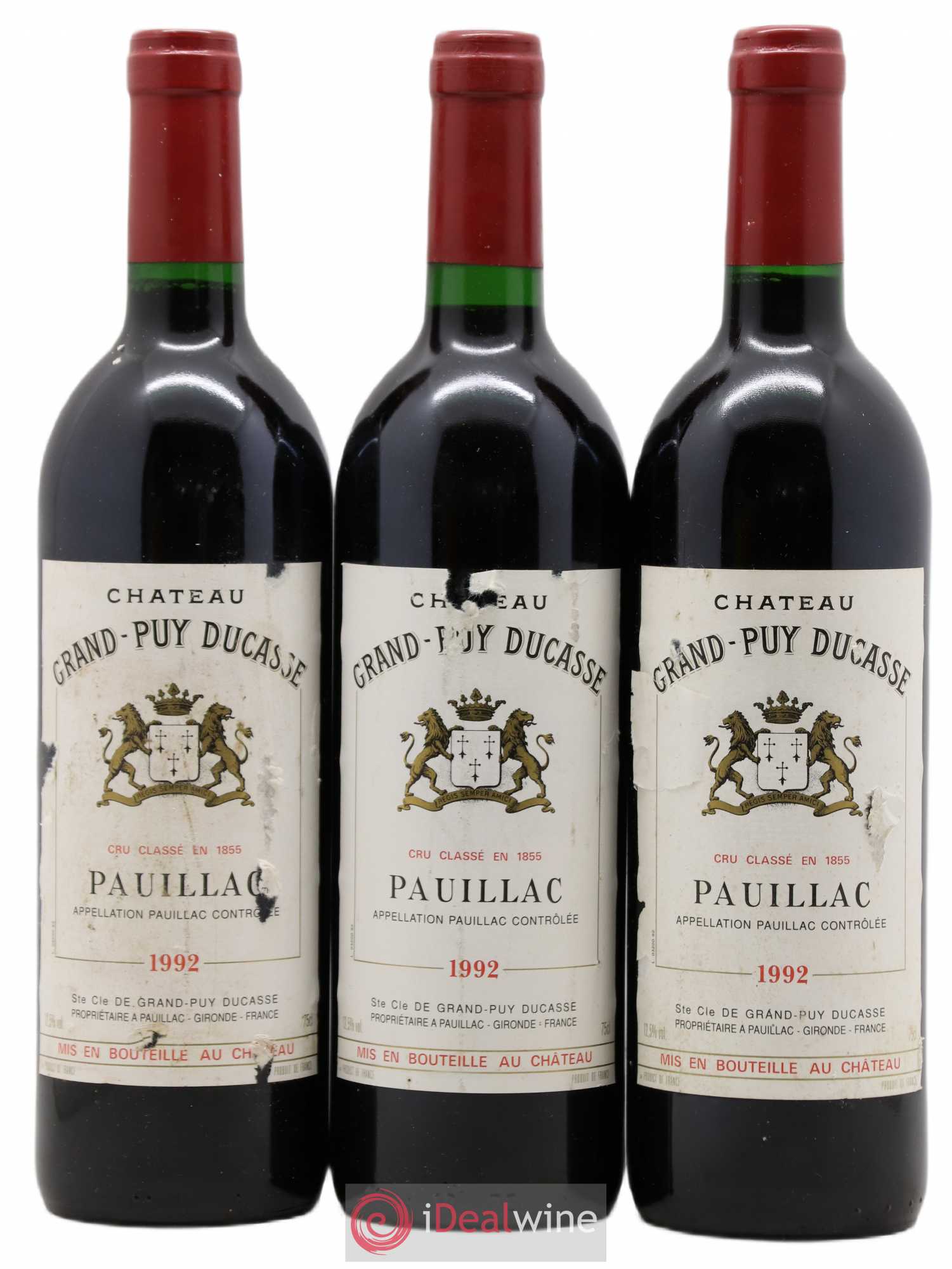 Château Grand Puy Ducasse 5ème Grand Cru Classé 1992 - Lot de 3 bouteilles - 0