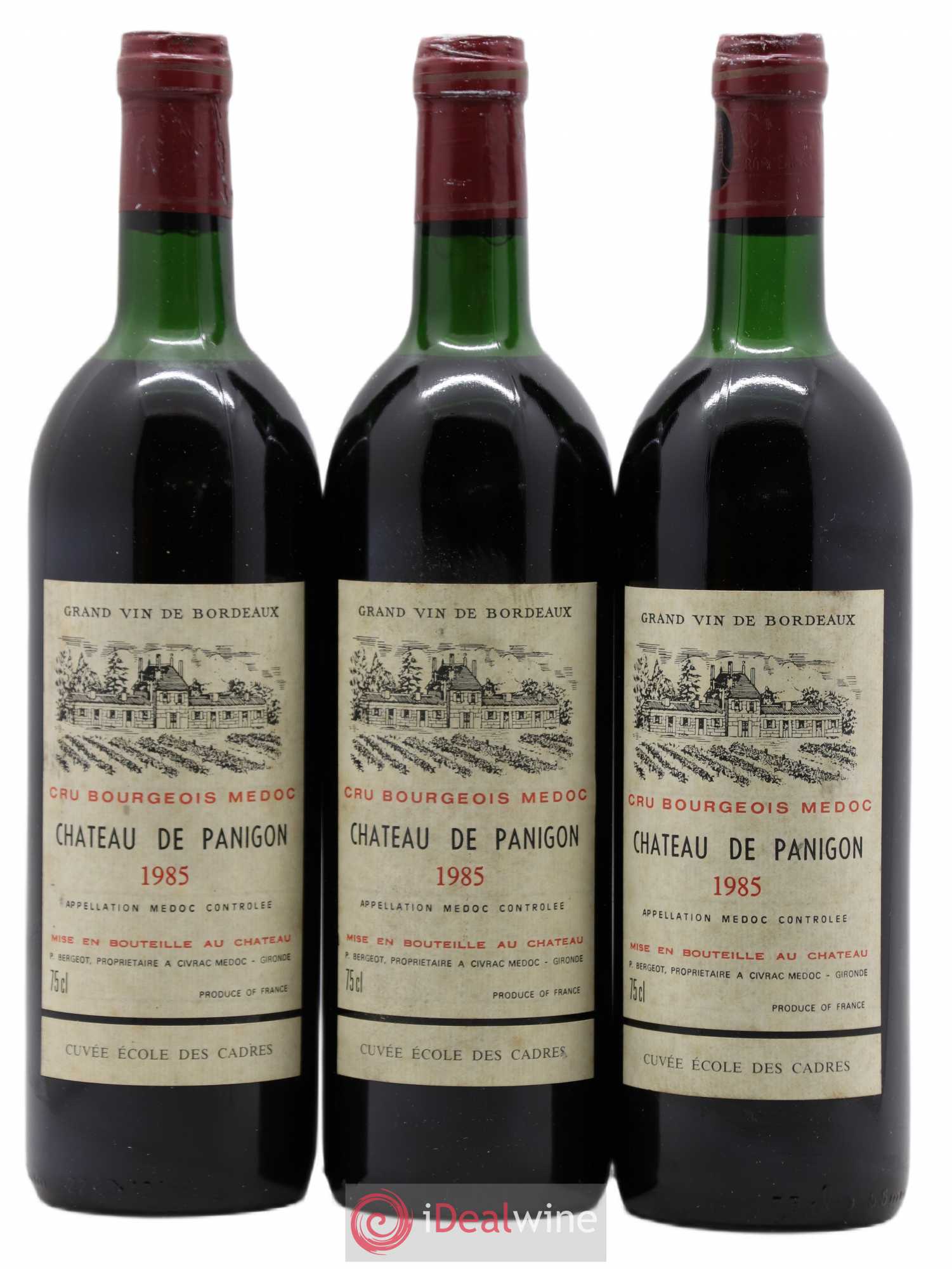Château de Panigon Cru Bourgeois Cuvée Ecole des Cadres 1985 - Posten von 3 Flaschen - 0