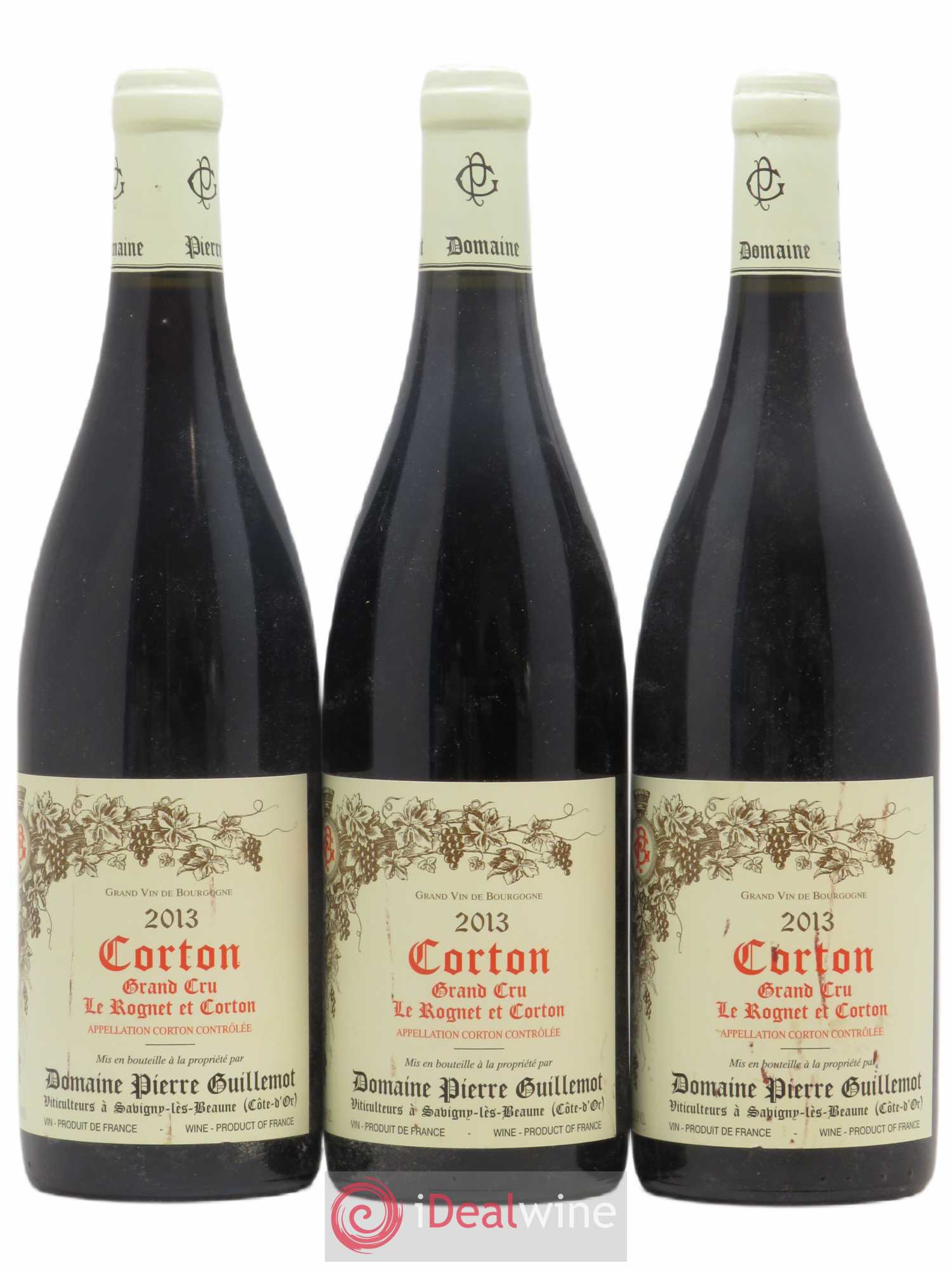 Corton Grand Cru P Guillemot Le Rognet et Corton 2013 - Lot de 3 bouteilles - 0