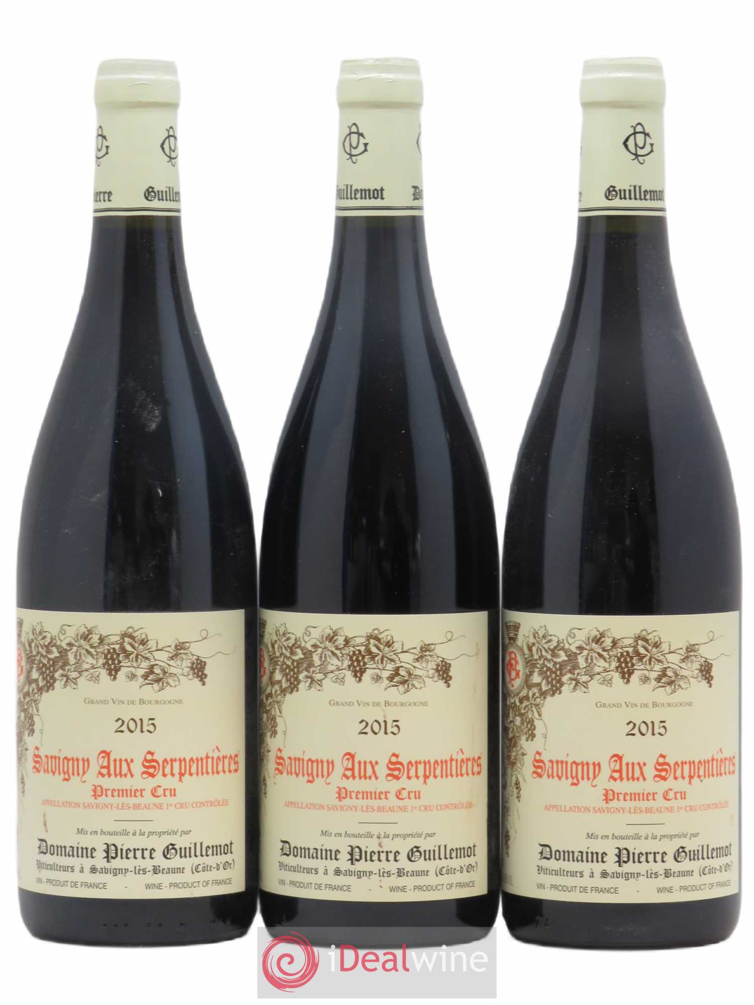 Savigny-lès-Beaune 1er Cru Aux Serpentieres P Guillemot 2015 - Posten von 3 Flaschen - 0