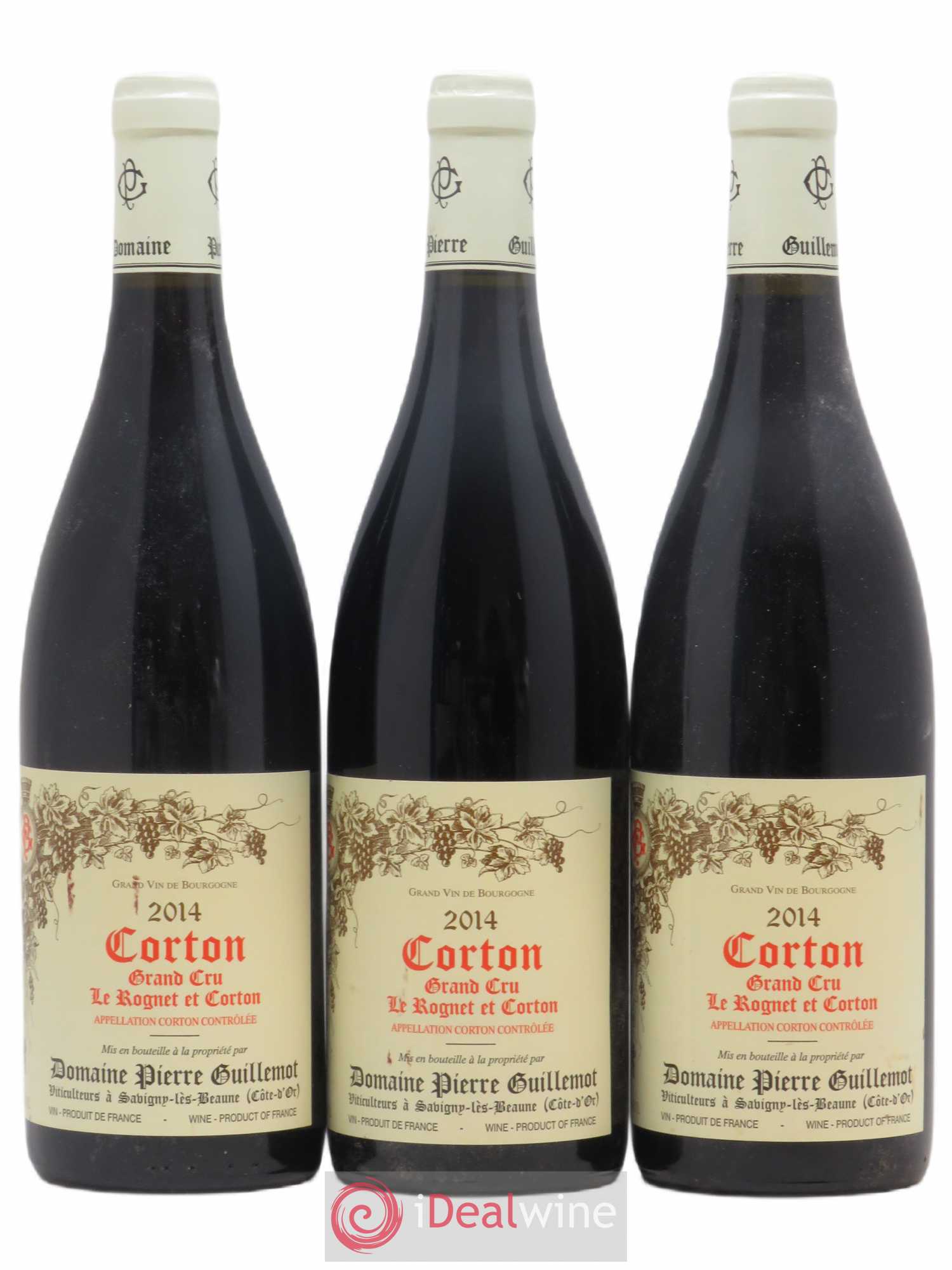 Corton Grand Cru P Guillemot Le Rognet et Corton 2014 - Lot de 3 bouteilles - 0