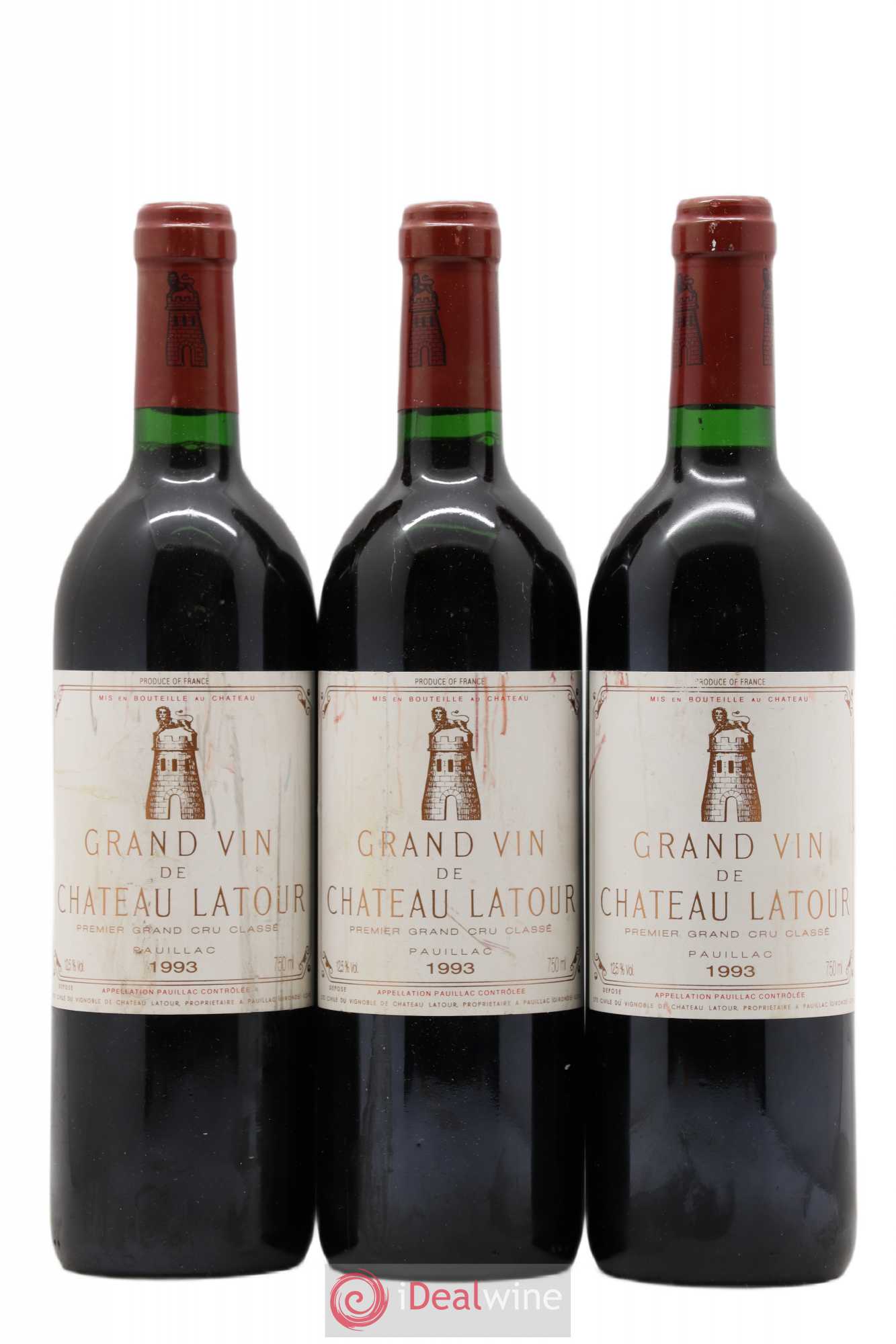 Château Latour 1er Grand Cru Classé 1993 - Lot de 3 bouteilles - 0