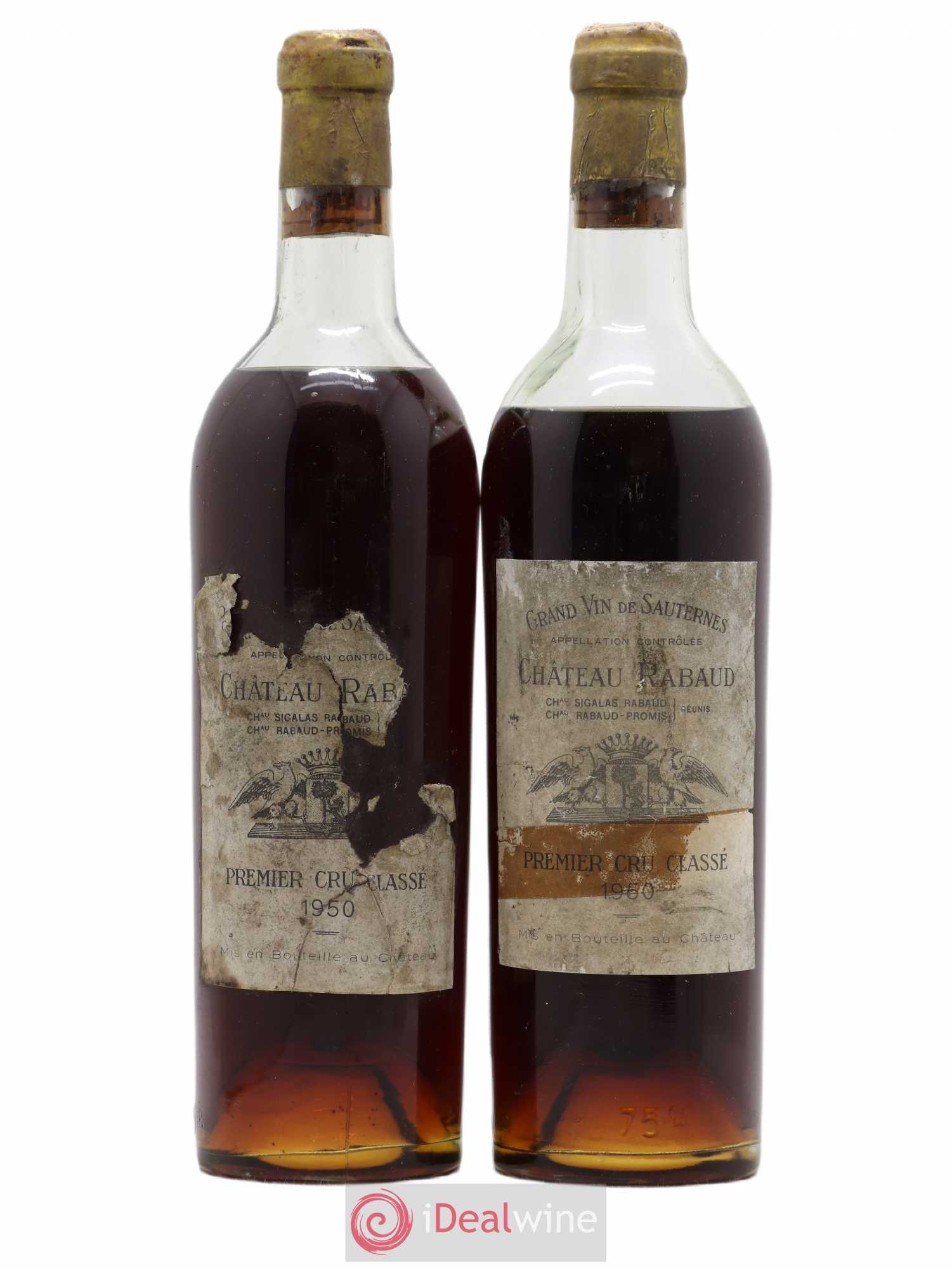 Sauternes Château Rabaud 1950 - Lot de 2 bouteilles - 0