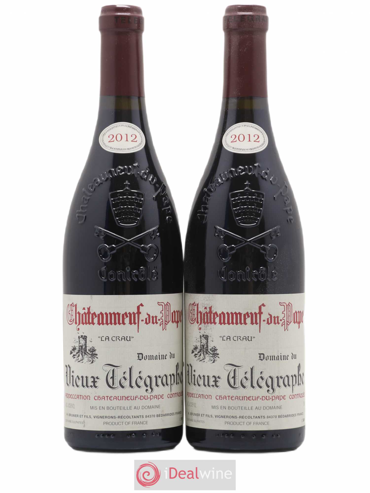 Châteauneuf-du-Pape Vieux Télégraphe (Domaine du) Vignobles Brunier 2012 - Lot de 2 bouteilles - 0