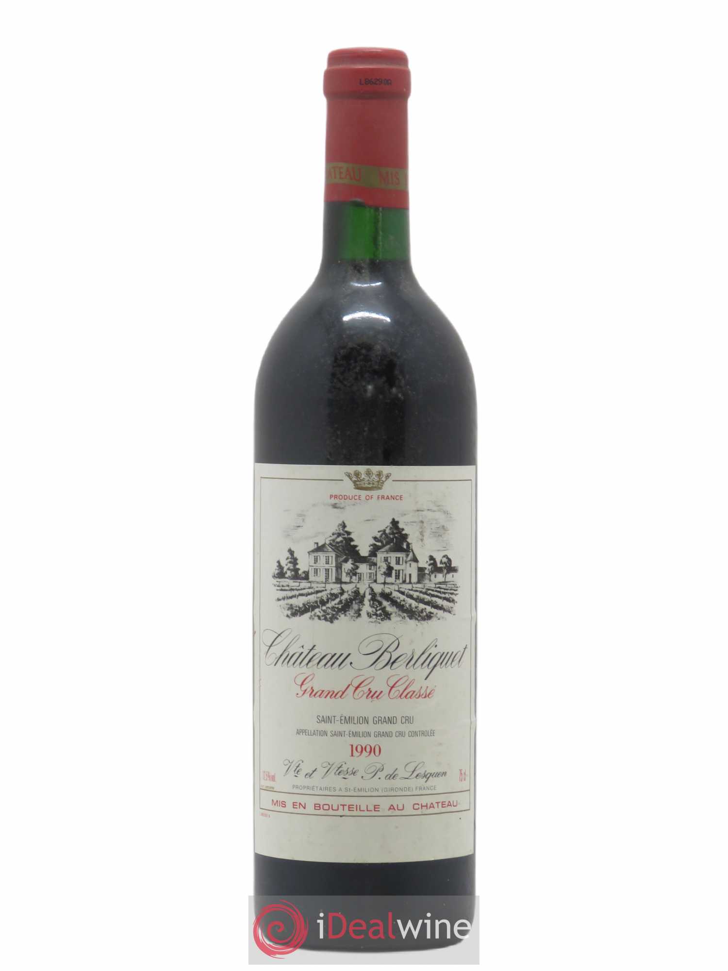 Château Berliquet Grand Cru Classé 1990 - Lot de 1 bouteille - 0