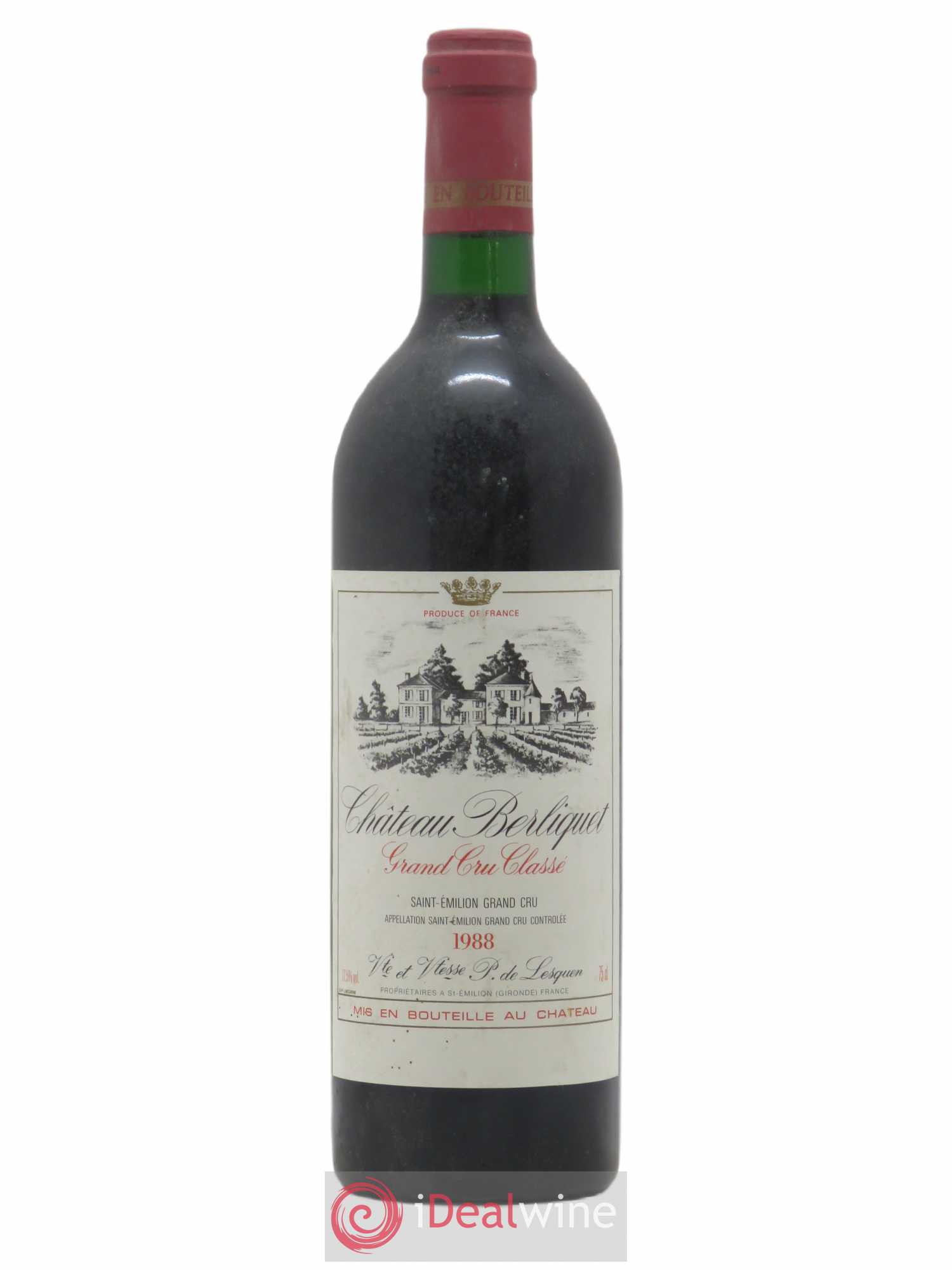 Château Berliquet Grand Cru Classé 1988 - Lot de 1 bouteille - 0