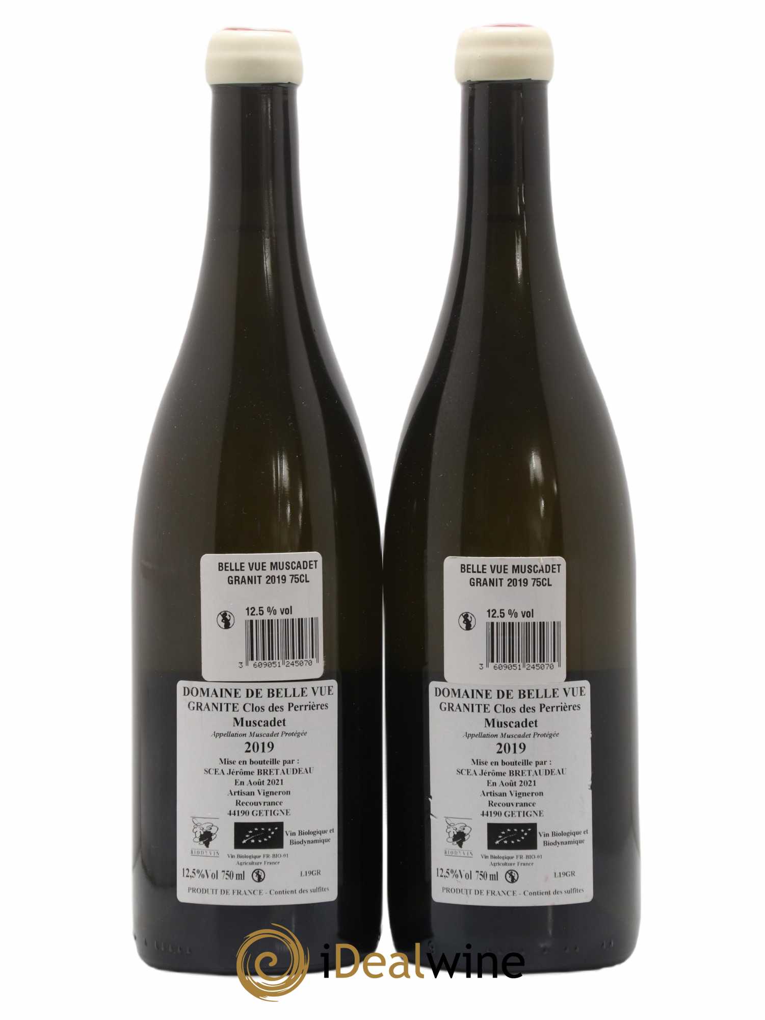 Muscadet-Sèvre-et-Maine Granite Clos des Perrières Jérôme Bretaudeau - Domaine de Bellevue 2019 - Lot de 2 bouteilles - 1