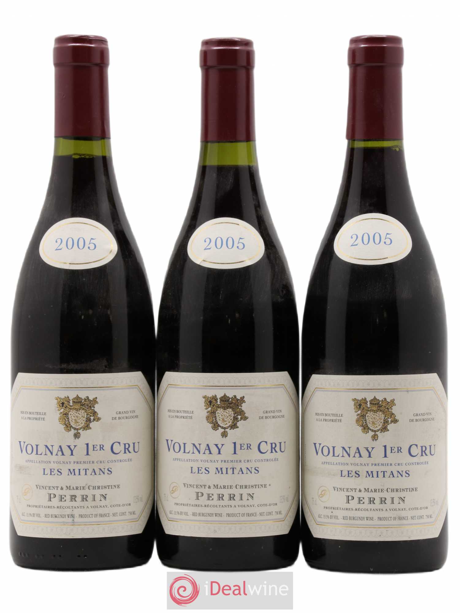 Volnay 1er Cru Les mitans Vincent et Marie Christine Perrin 2005 - Posten von 3 Flaschen - 0