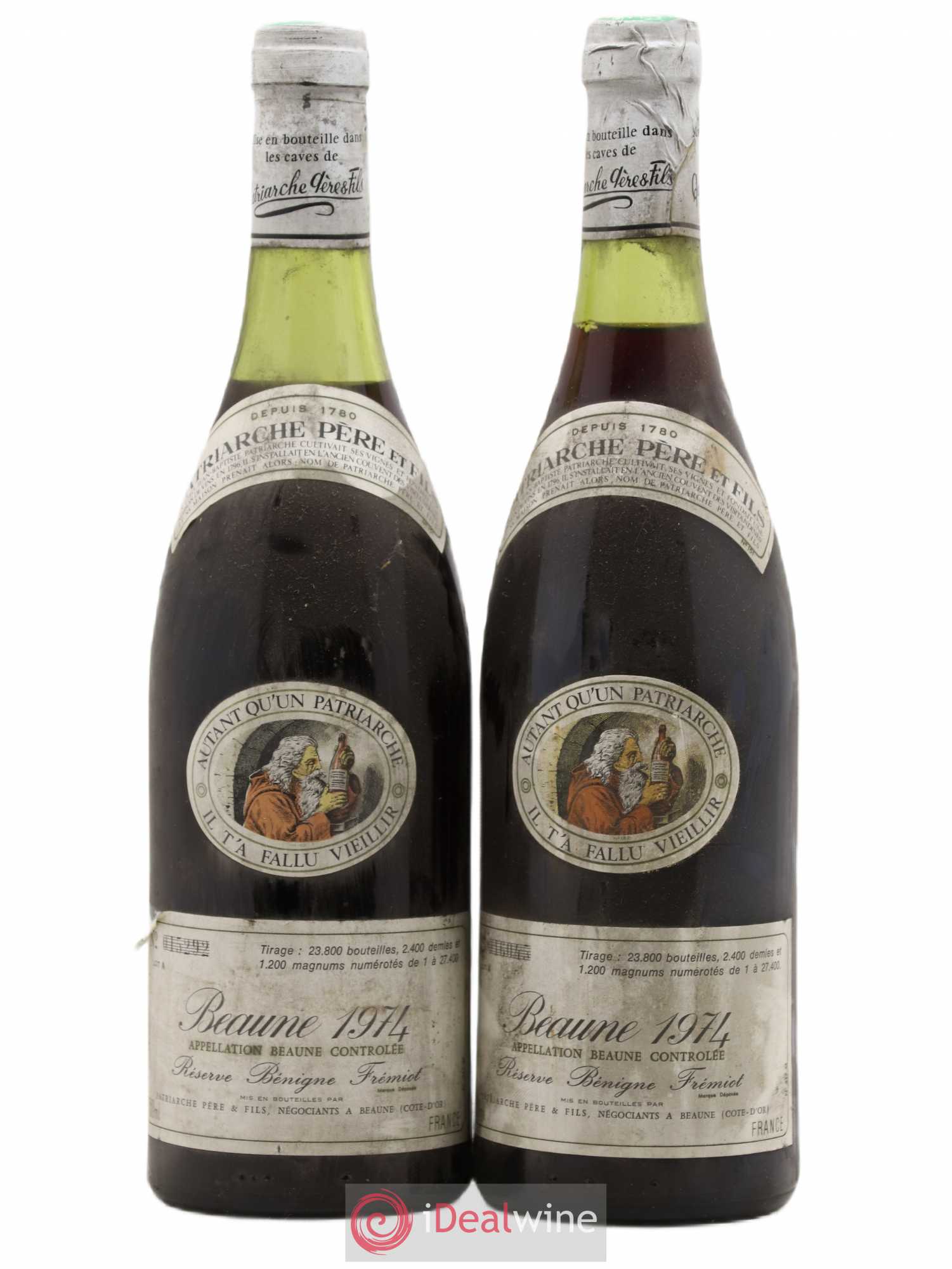 Beaune Réserve Bénigne Patriarche 1974 - Posten von 2 Flaschen - 0
