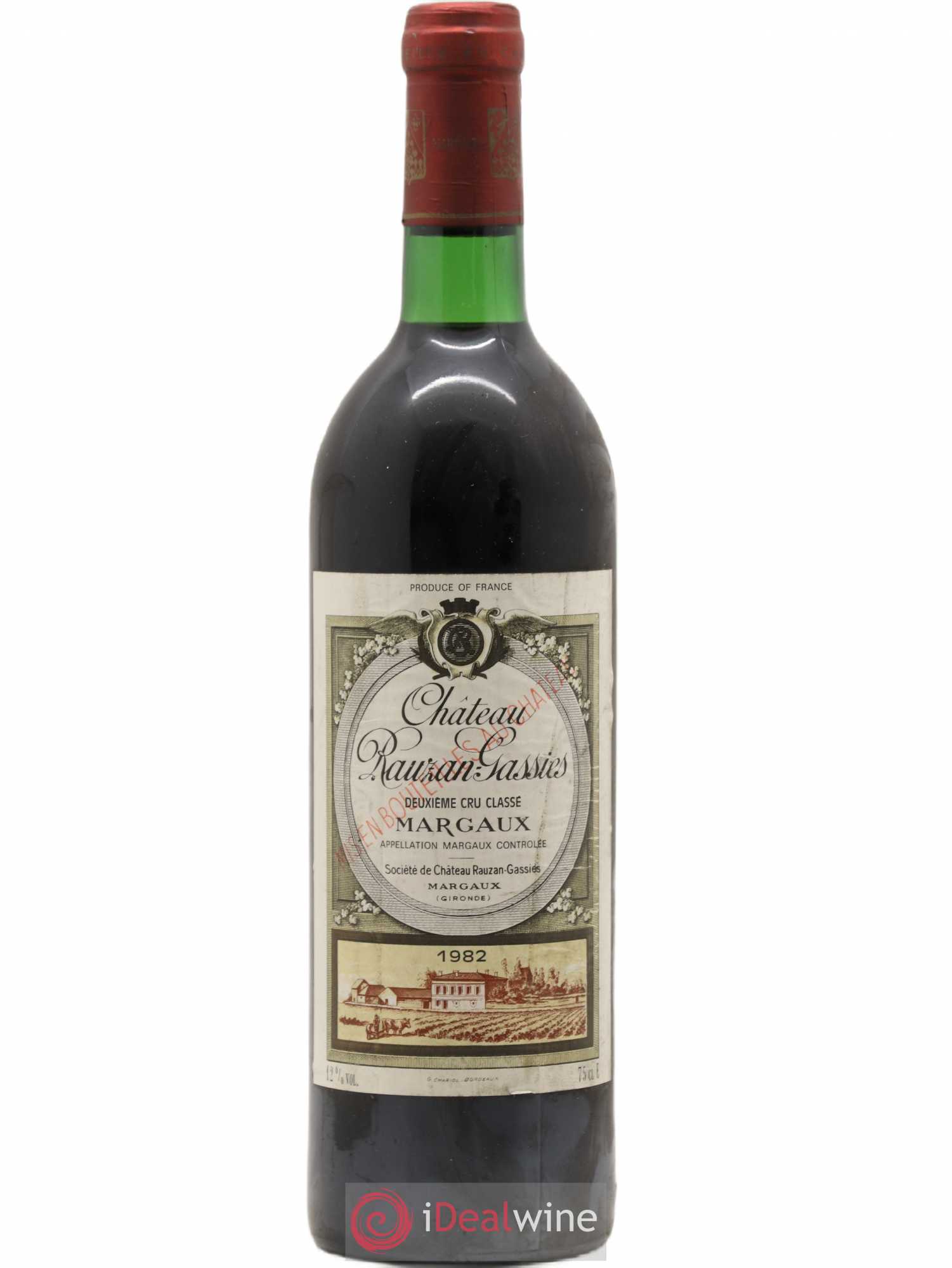 Château Rauzan-Gassies 2ème Grand Cru Classé 1982 - Lot de 1 bouteille - 0