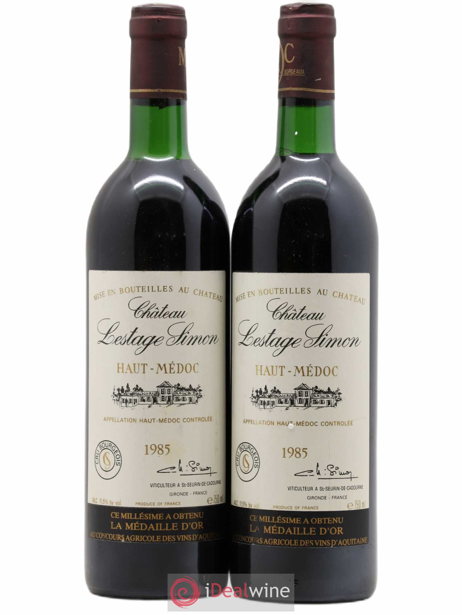Château Lestage Simon Cru Bourgeois 1985 - Lot de 2 bouteilles - 0
