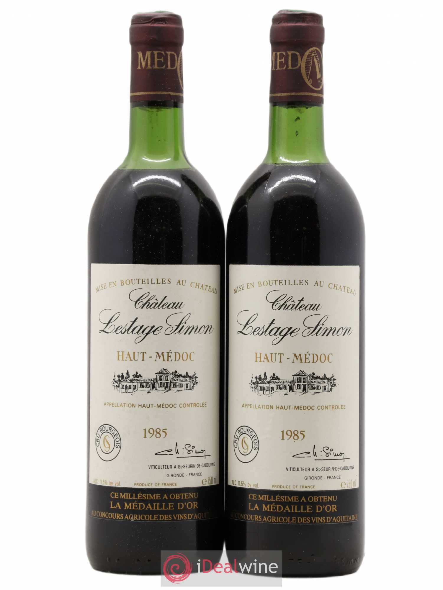 Château Lestage Simon Cru Bourgeois 1985 - Lot de 2 bouteilles - 0