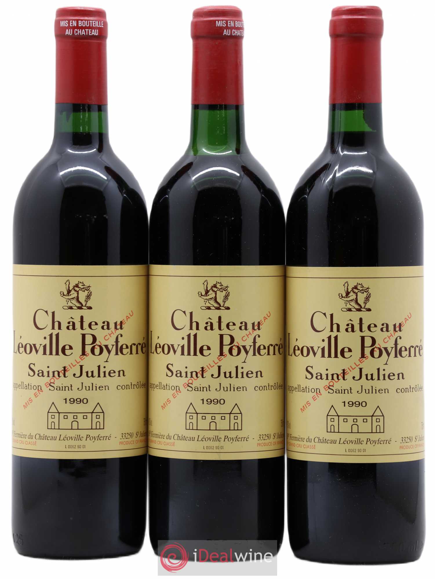 Château Léoville Poyferré 2ème Grand Cru Classé 1990 - Lot de 3 bouteilles - 0
