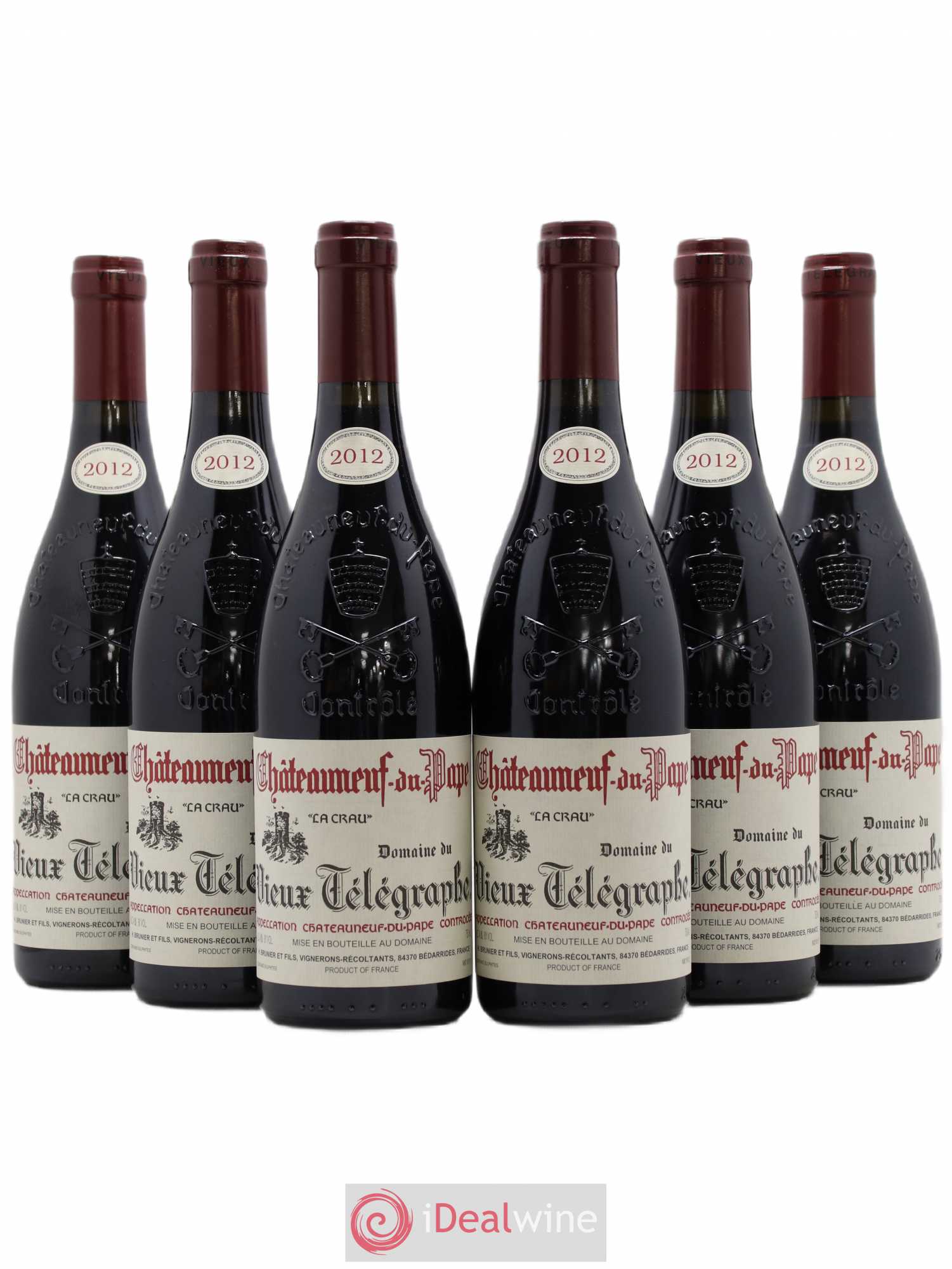 Châteauneuf-du-Pape Vieux Télégraphe (Domaine du) Vignobles Brunier 2012 - Lot de 6 bouteilles - 0