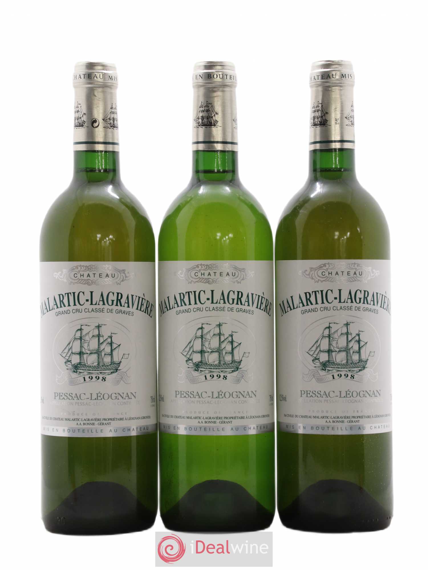 Château Malartic-Lagravière Cru Classé de Graves 1998 - Lot de 3 bouteilles - 0