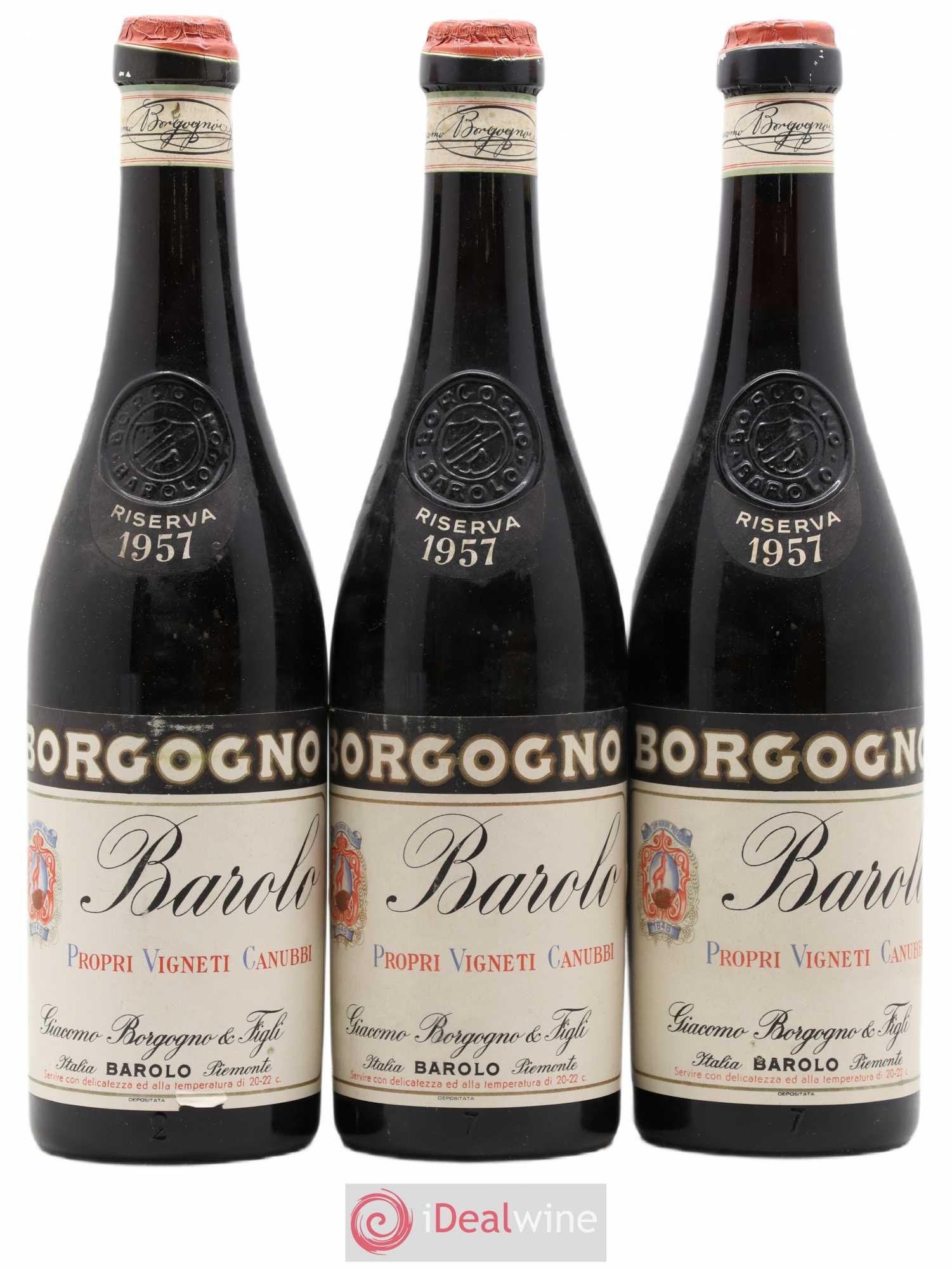 Barolo Borgogno Riserva 1957 - Lot de 3 bouteilles - 0
