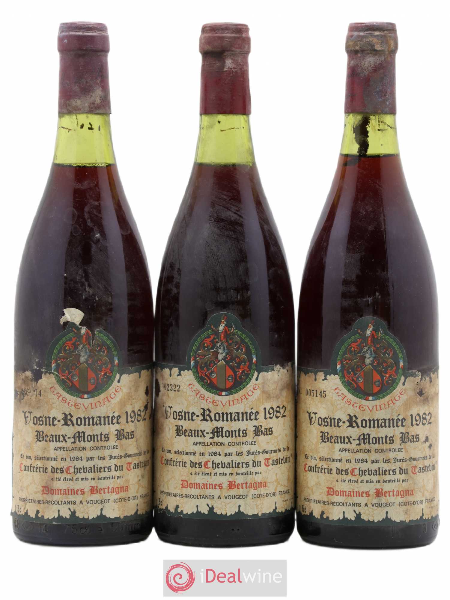 Vosne-Romanée 1er Cru Les Beaux-Monts Bas Bertagna Tastevinage 1982 - Posten von 3 Flaschen - 0